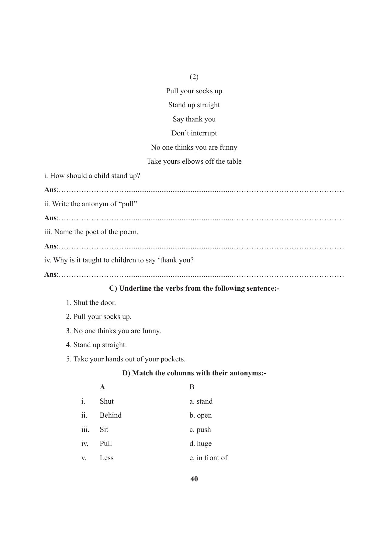 Tripura Board Class 7 English Workbooks - Page 40