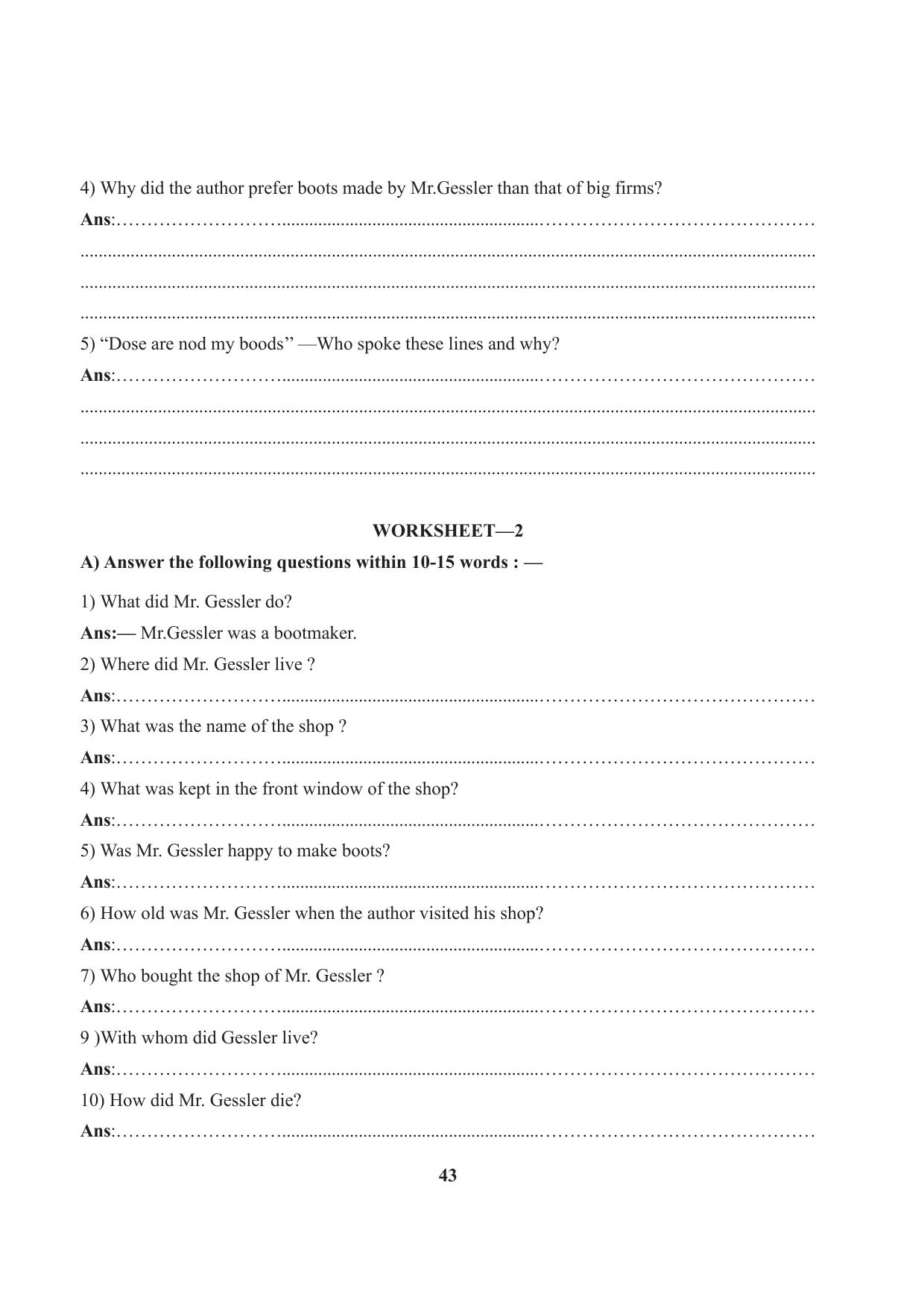 Tripura Board Class 7 English Workbooks - Page 43