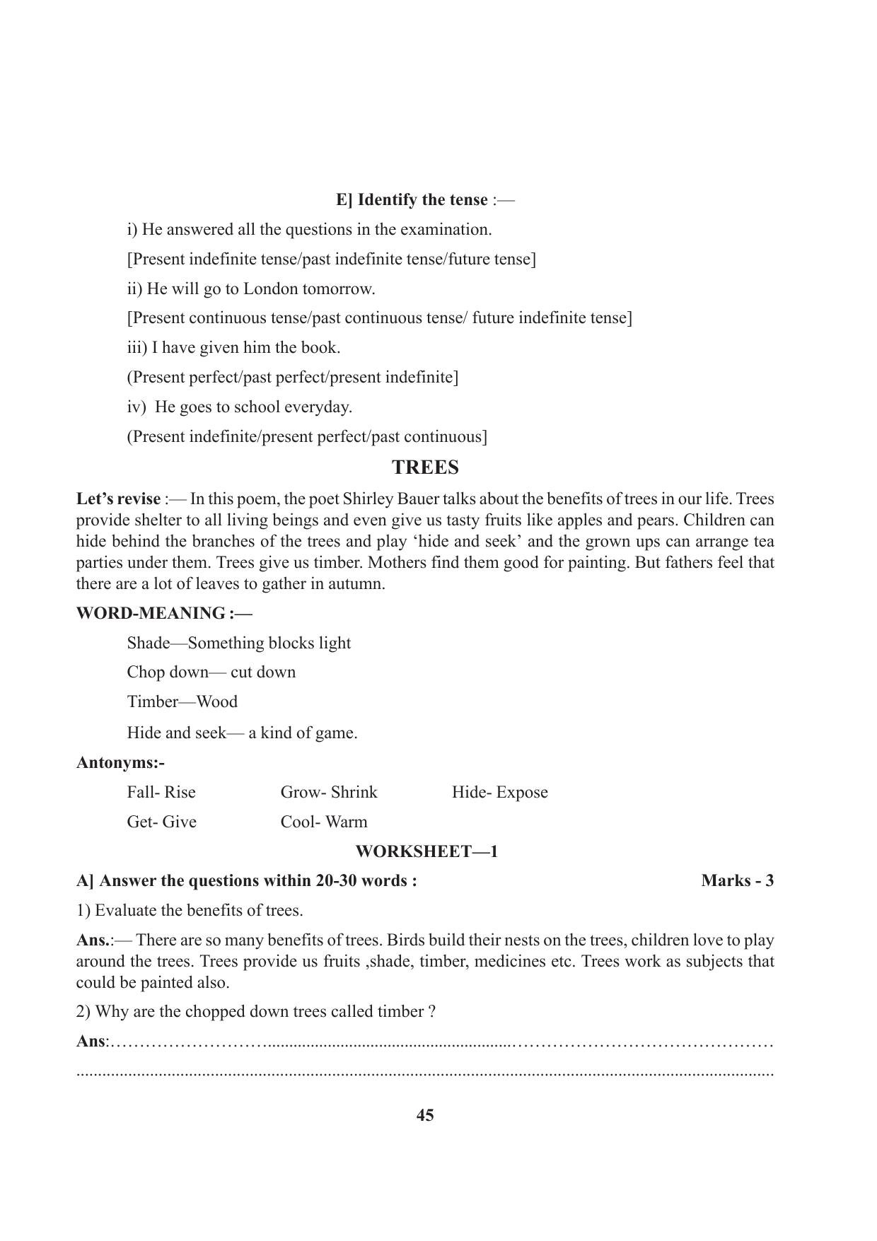 Tripura Board Class 7 English Workbooks - Page 45