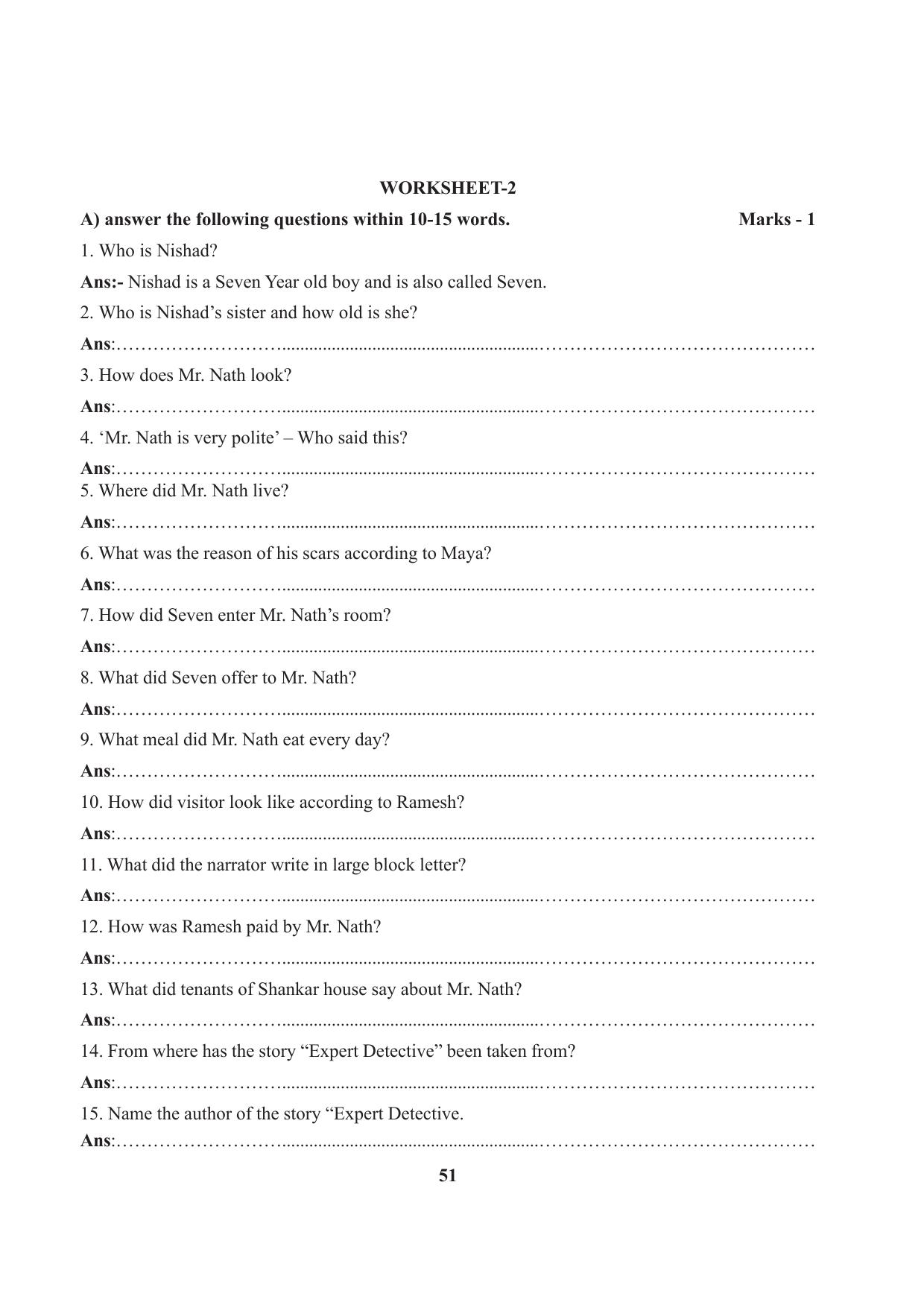 Tripura Board Class 7 English Workbooks - Page 51
