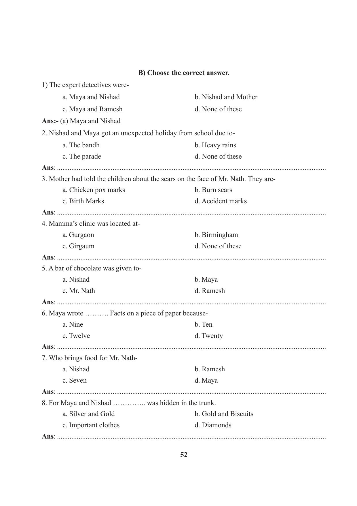 Tripura Board Class 7 English Workbooks - Page 52