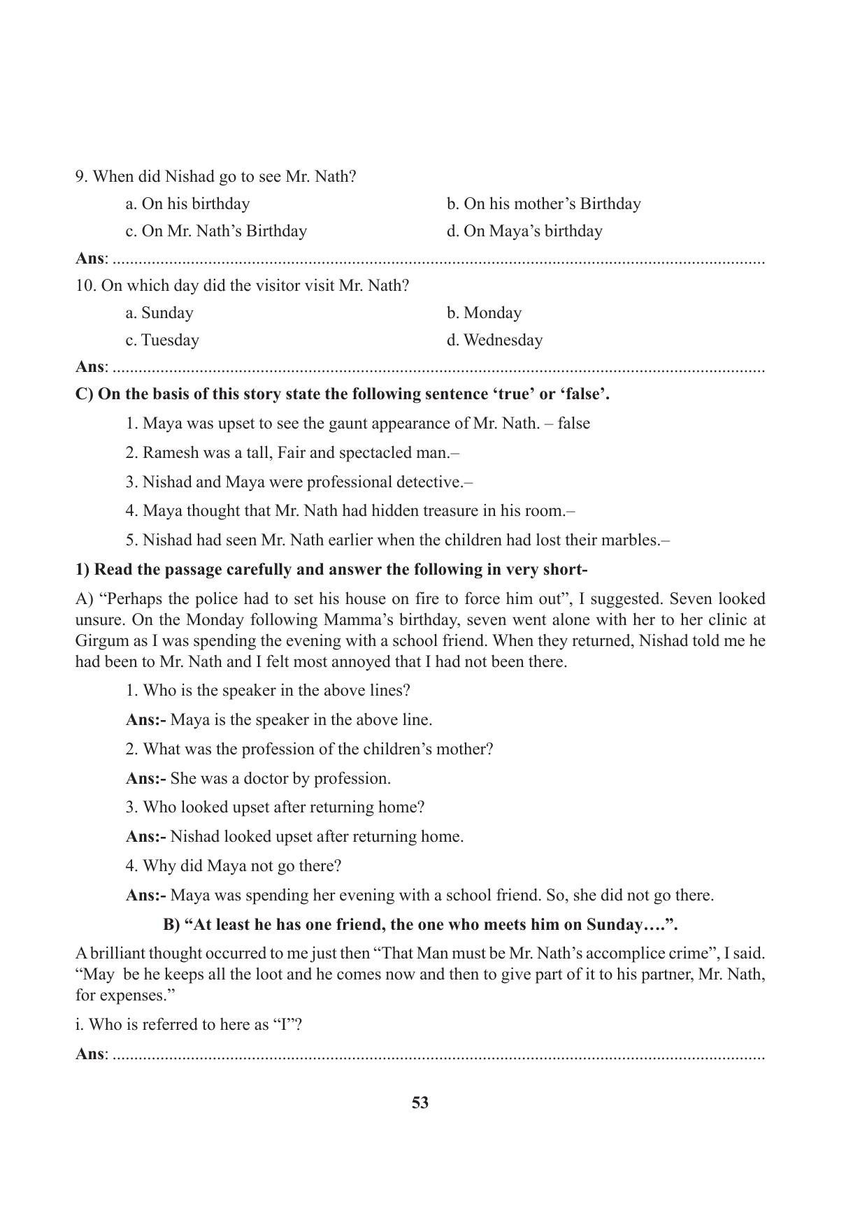 Tripura Board Class 7 English Workbooks - Page 53