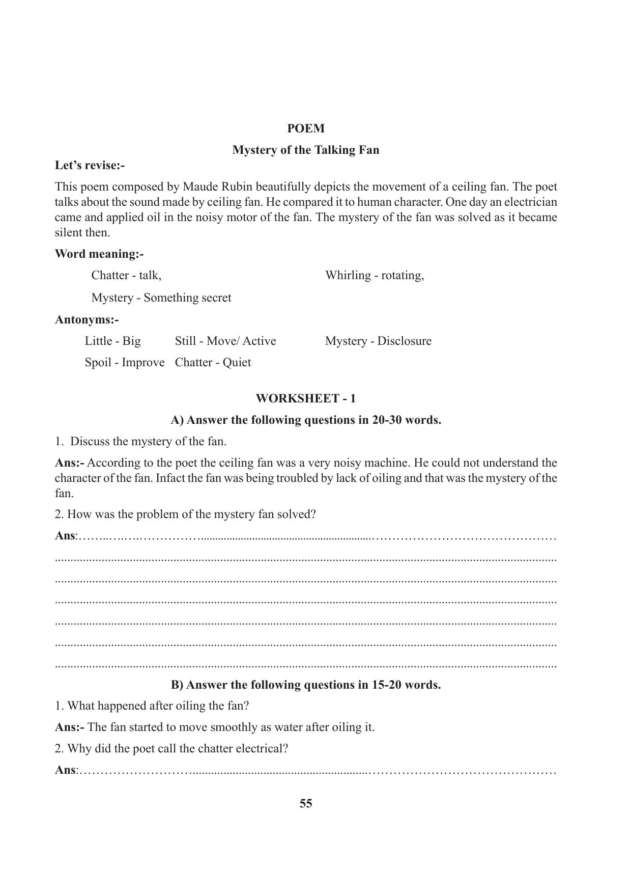 Tripura Board Class 7 English Workbooks - Page 55