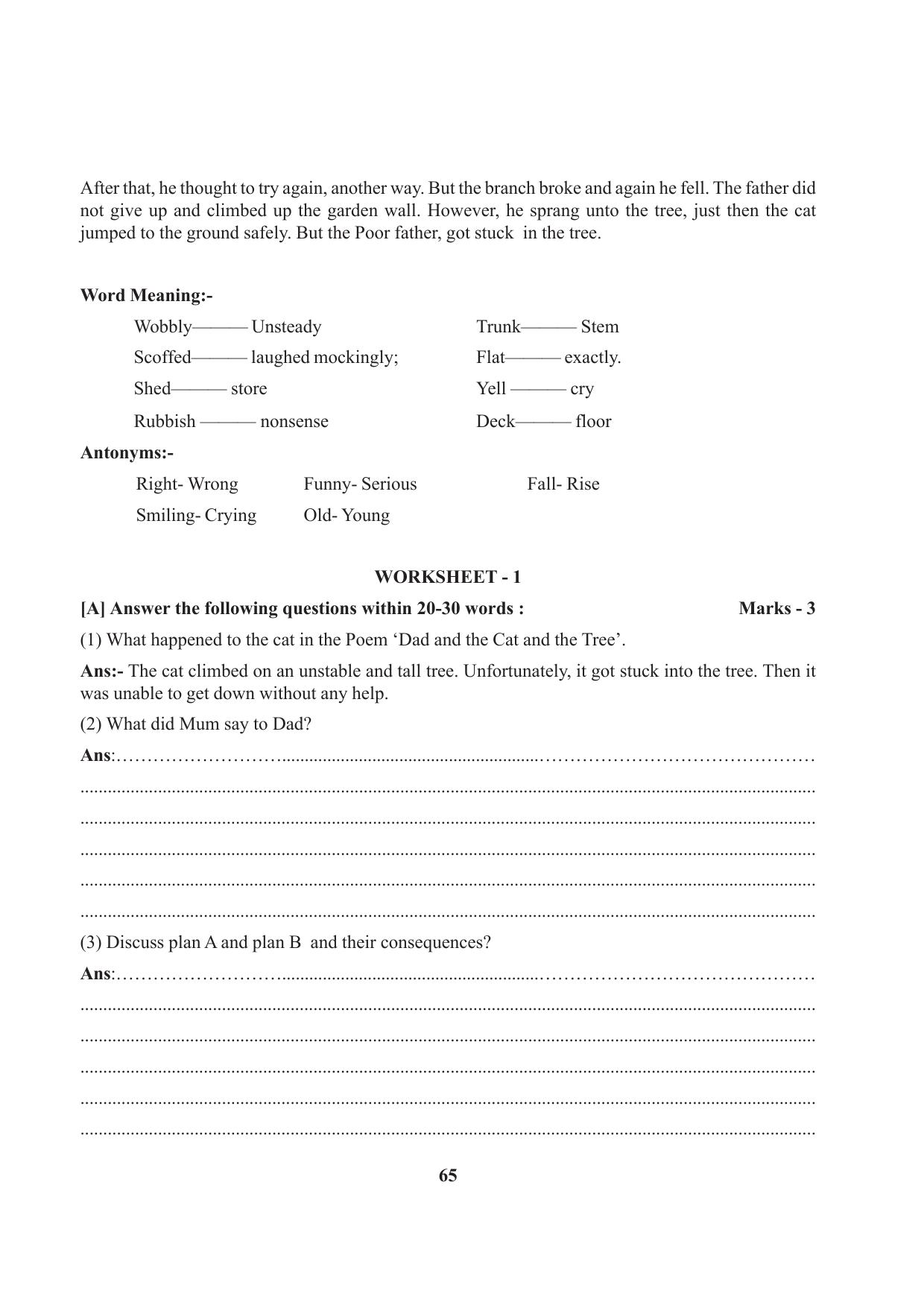 Tripura Board Class 7 English Workbooks - Page 65