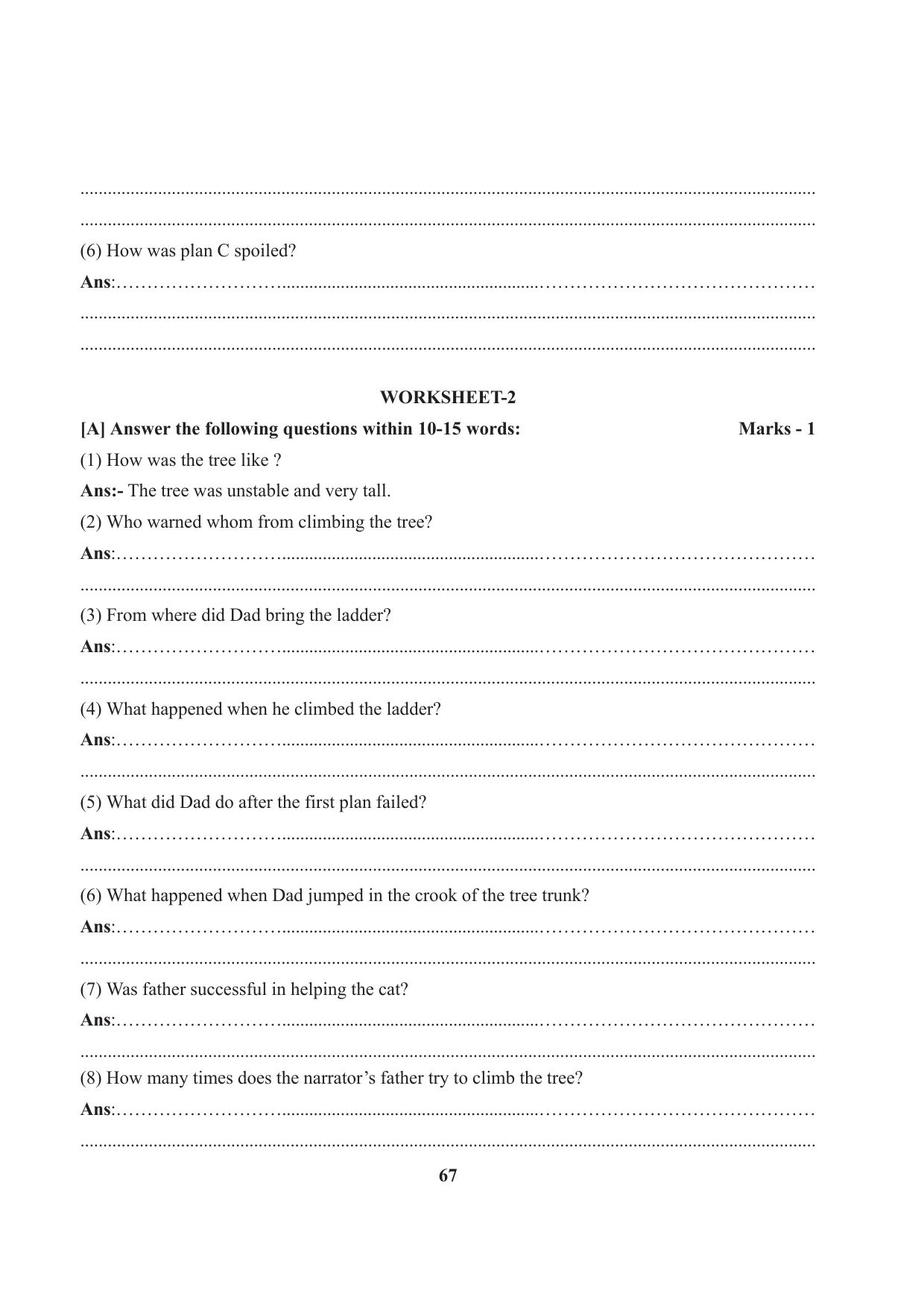Tripura Board Class 7 English Workbooks - Page 67
