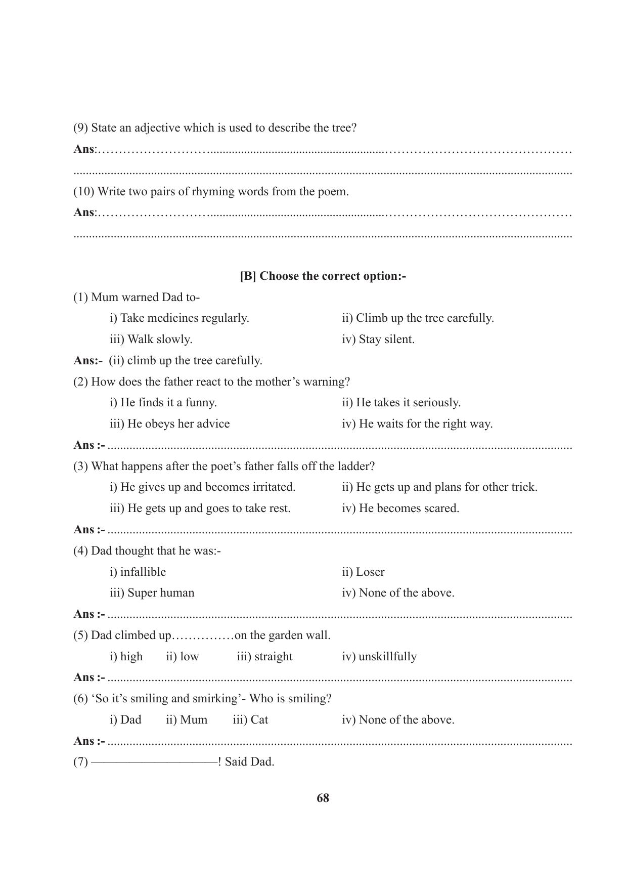 Tripura Board Class 7 English Workbooks - Page 68