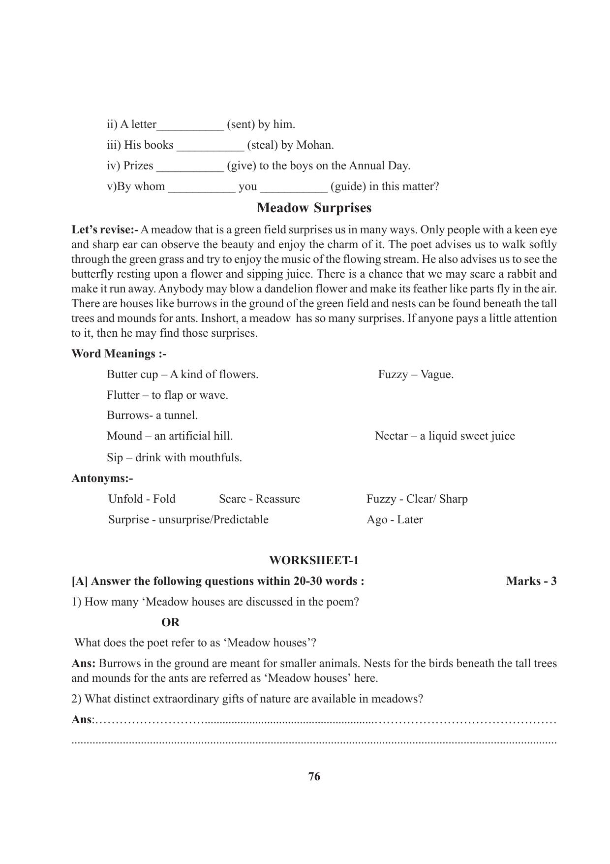 Tripura Board Class 7 English Workbooks - Page 76