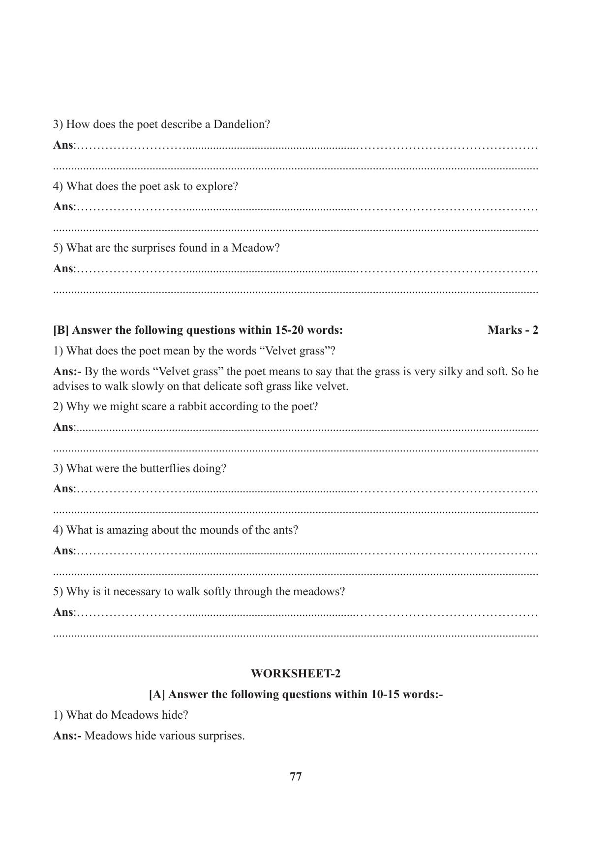 Tripura Board Class 7 English Workbooks - Page 77
