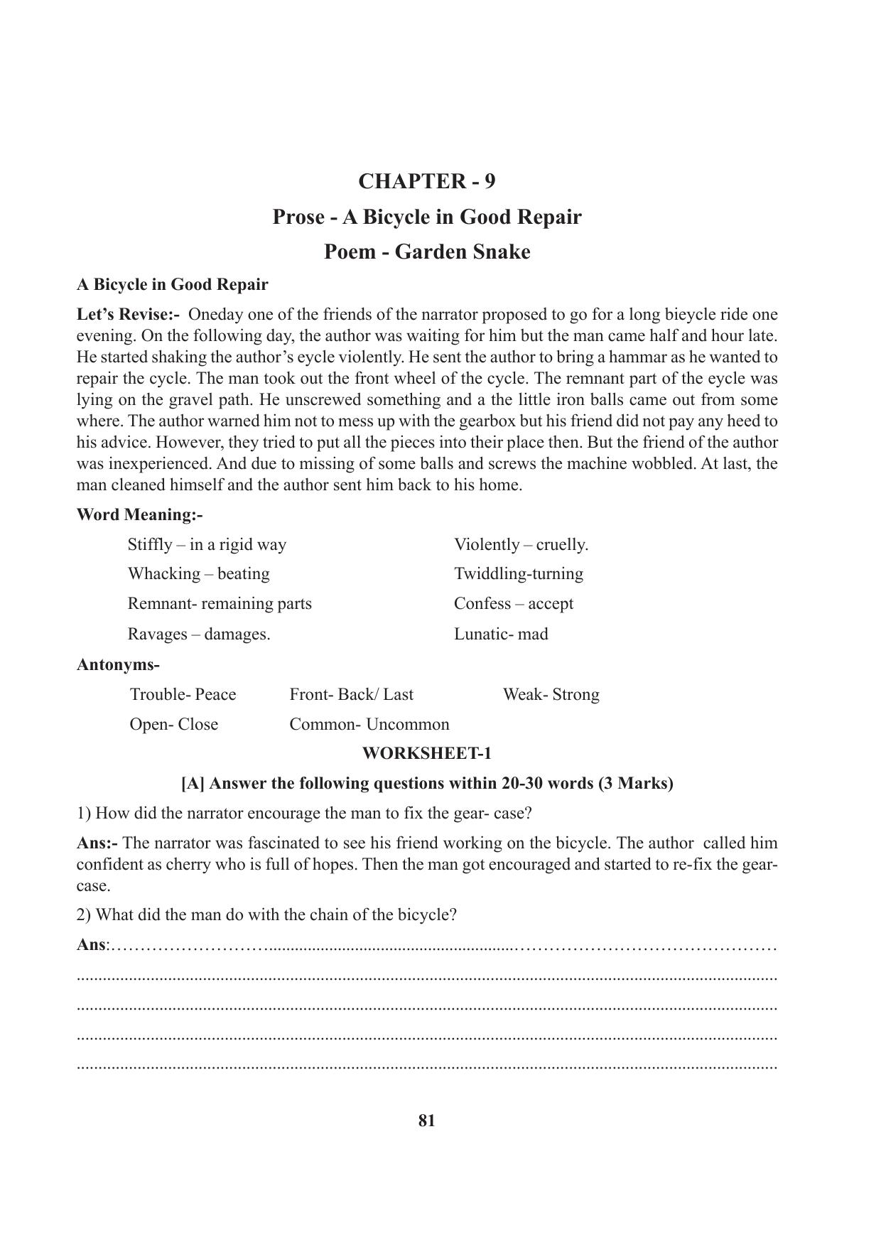 Tripura Board Class 7 English Workbooks - Page 81