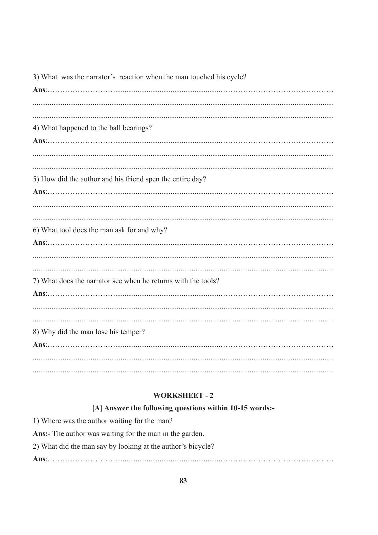 Tripura Board Class 7 English Workbooks - Page 83