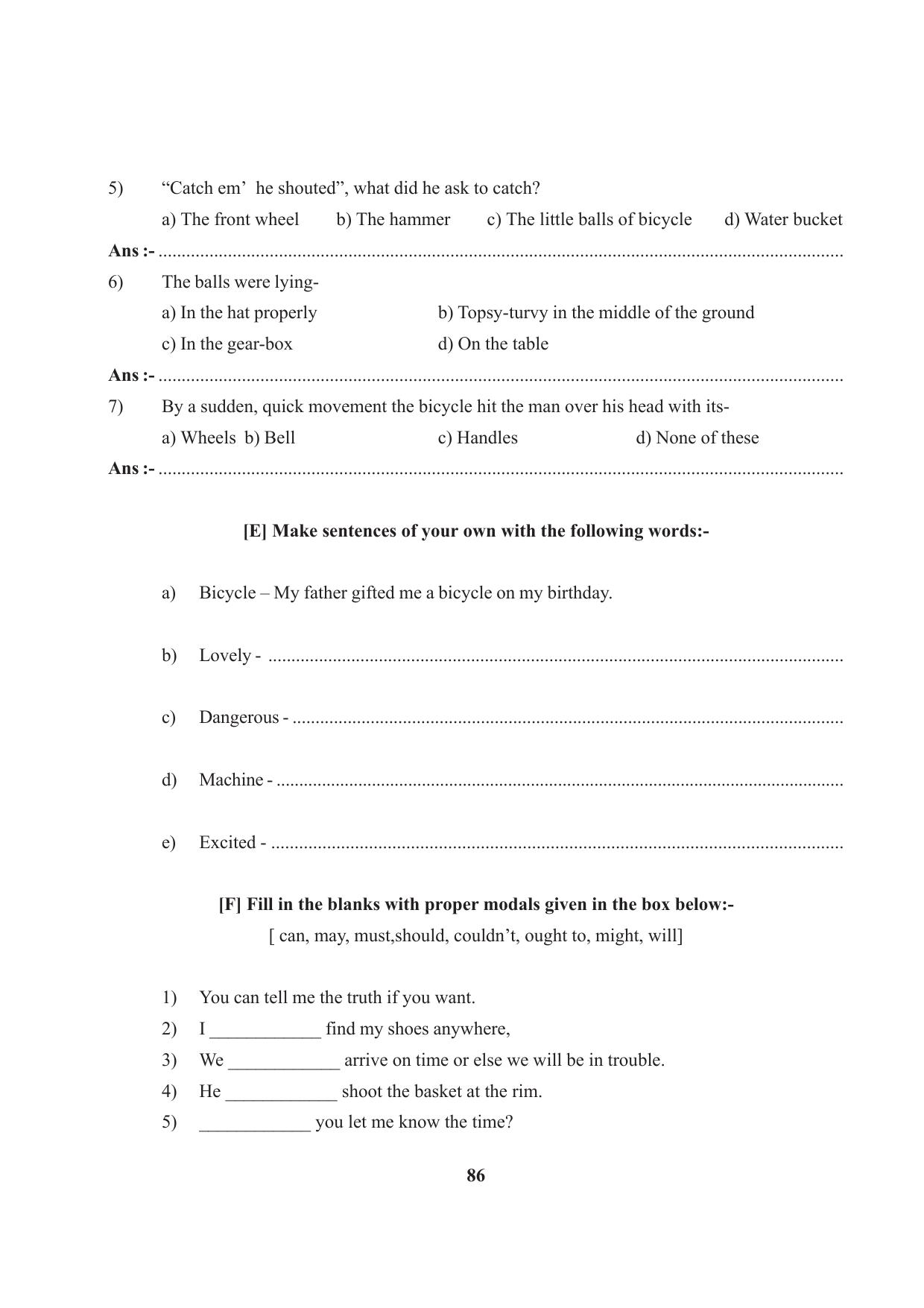 Tripura Board Class 7 English Workbooks - Page 86