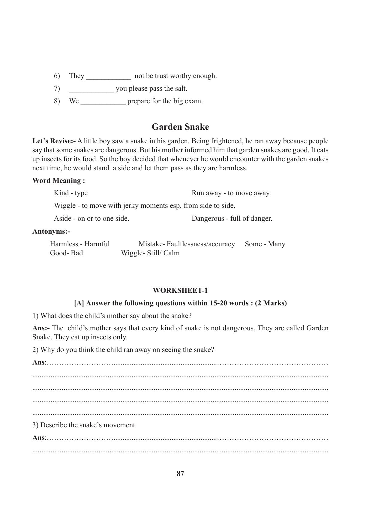 Tripura Board Class 7 English Workbooks - Page 87