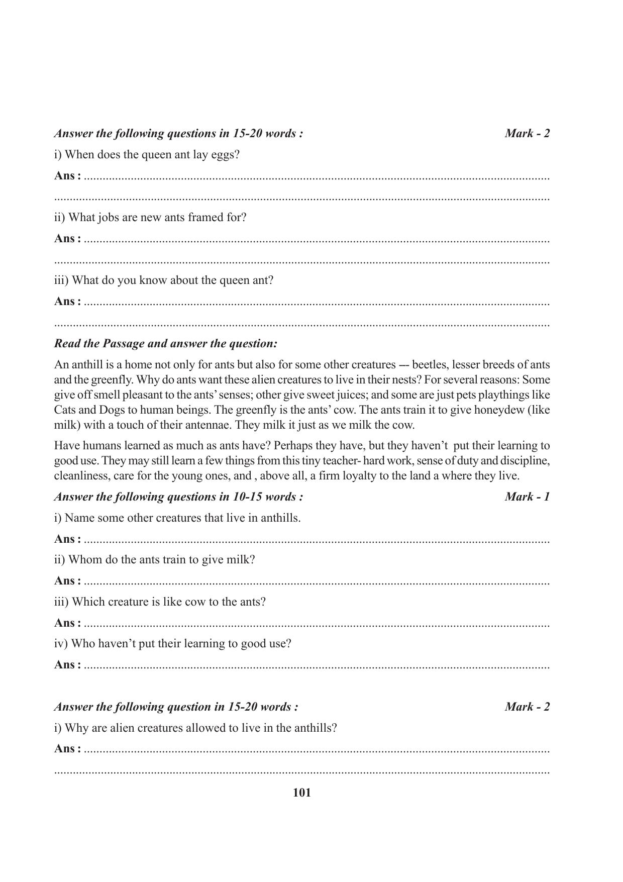 Tripura Board Class 7 English Workbooks - Page 101