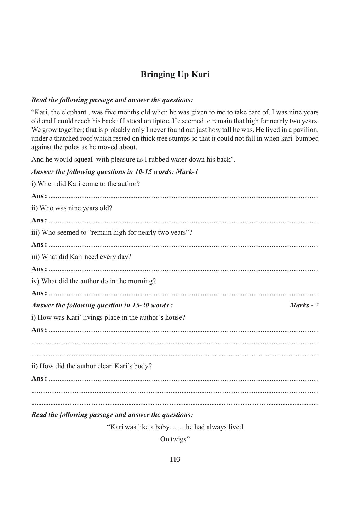 Tripura Board Class 7 English Workbooks - Page 103