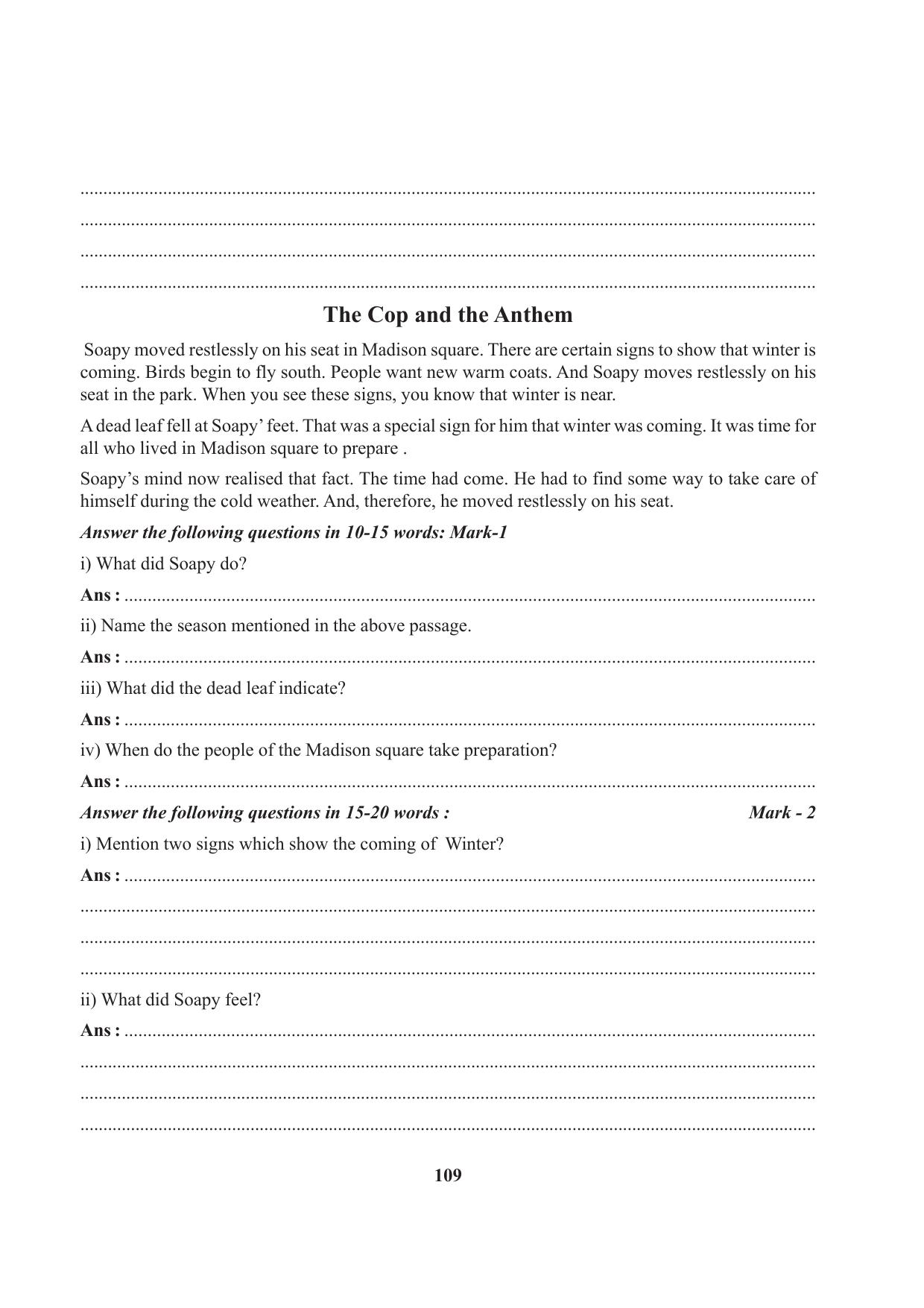 Tripura Board Class 7 English Workbooks - Page 109