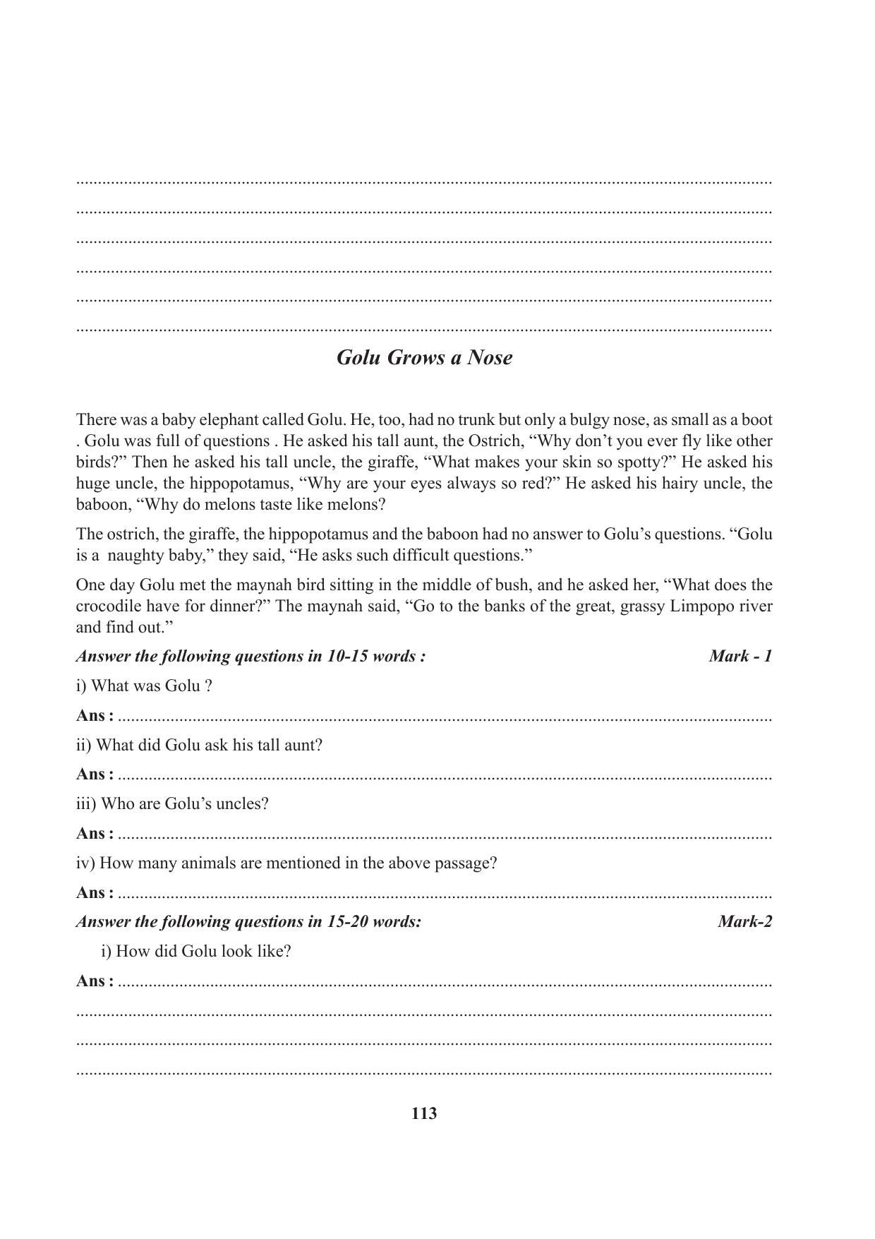 Tripura Board Class 7 English Workbooks - Page 113