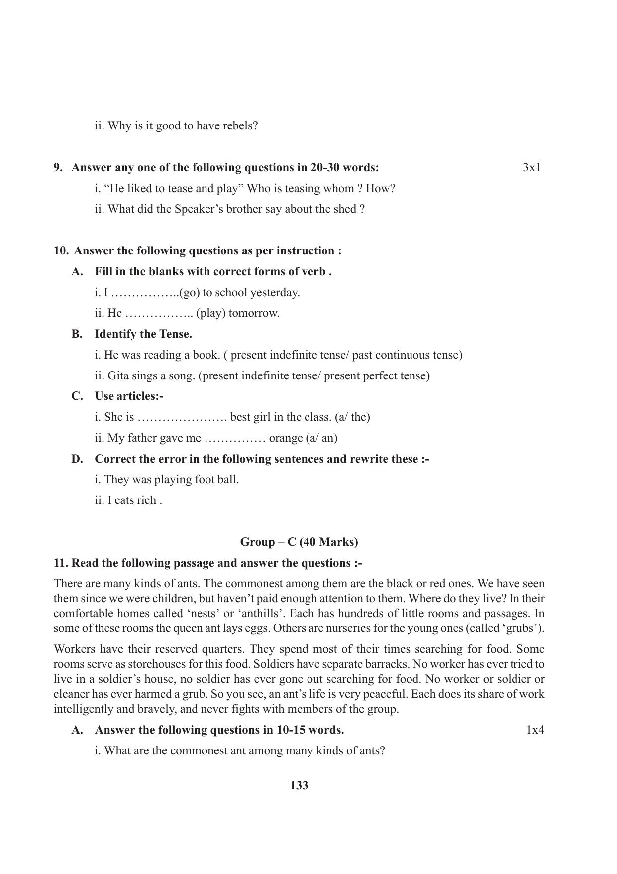 Tripura Board Class 7 English Workbooks - Page 133