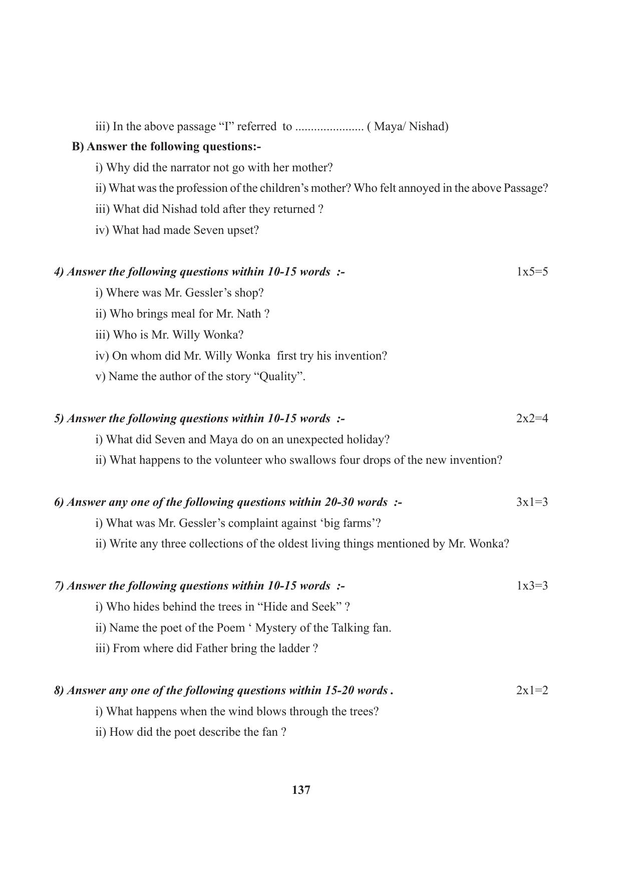 Tripura Board Class 7 English Workbooks - Page 137
