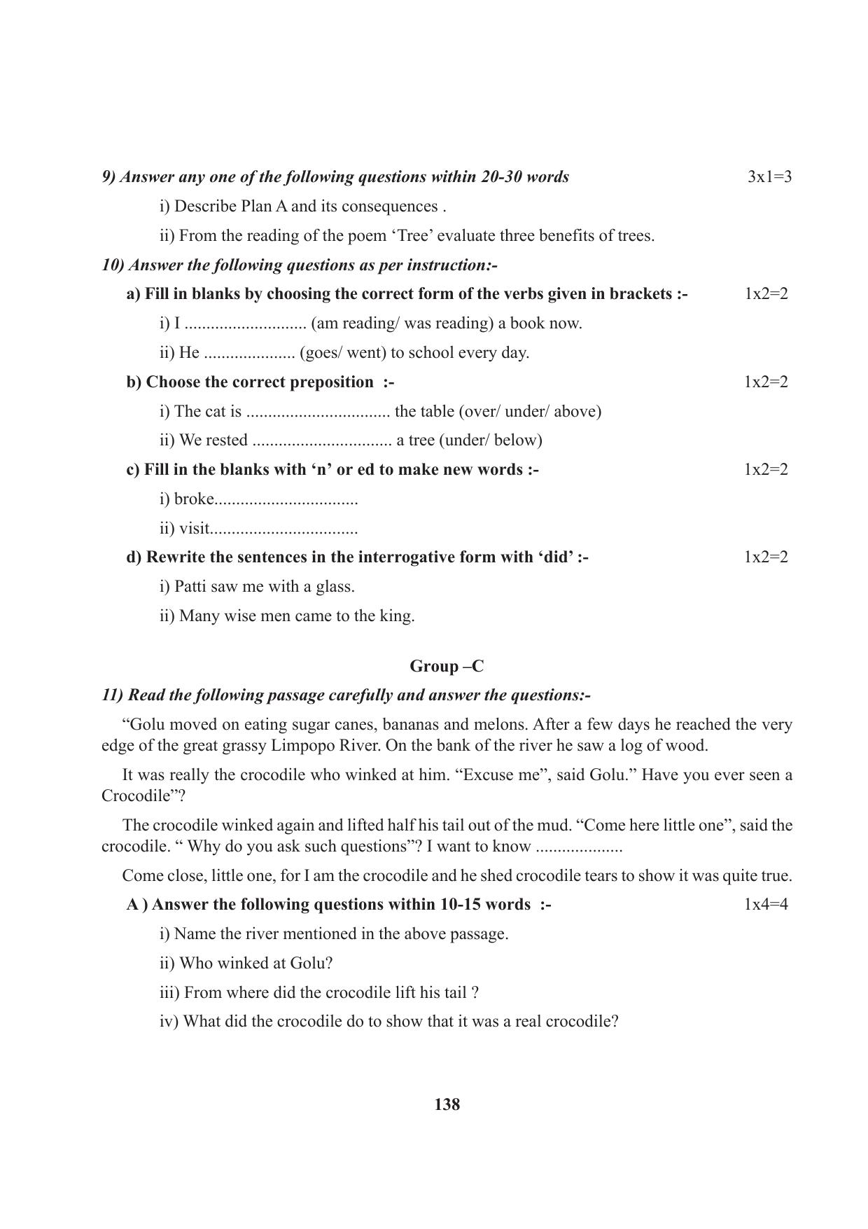 Tripura Board Class 7 English Workbooks - Page 138