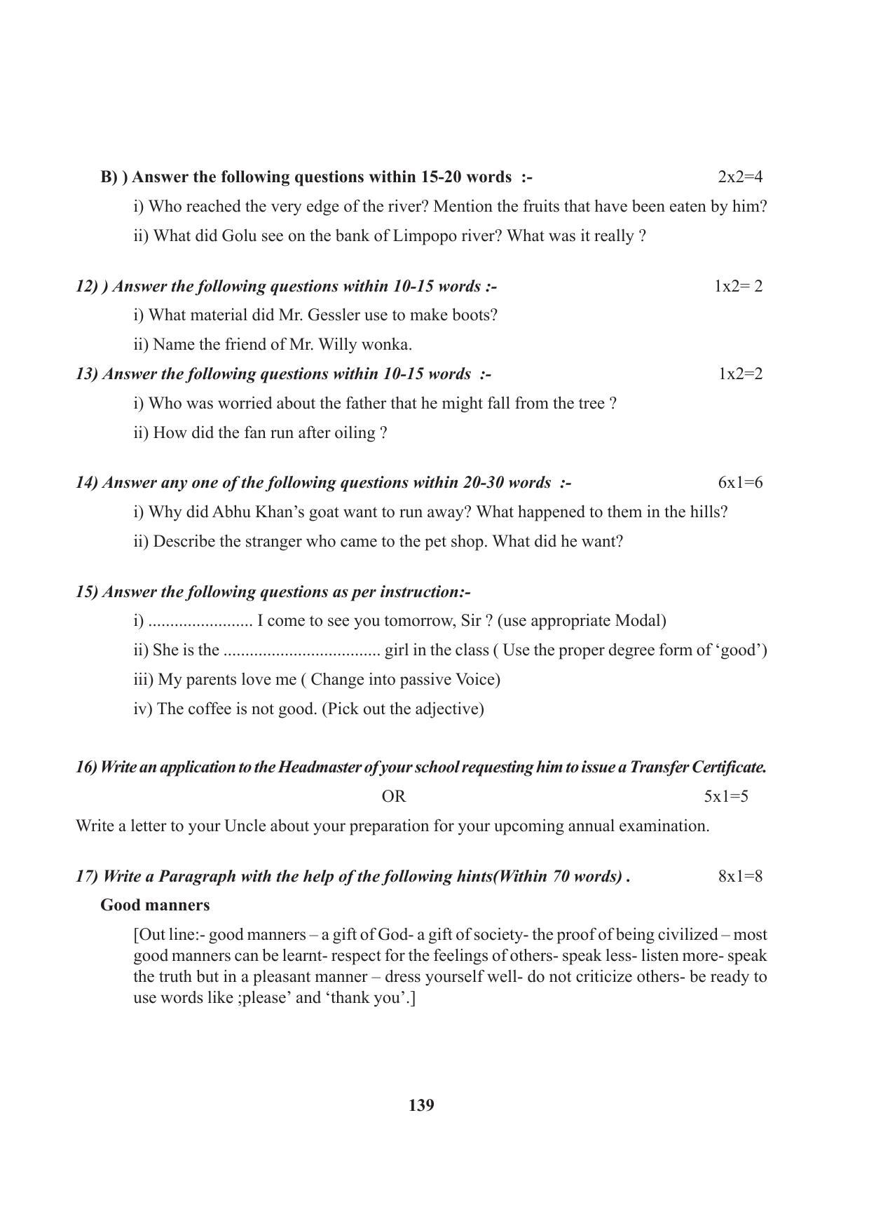 Tripura Board Class 7 English Workbooks - Page 139