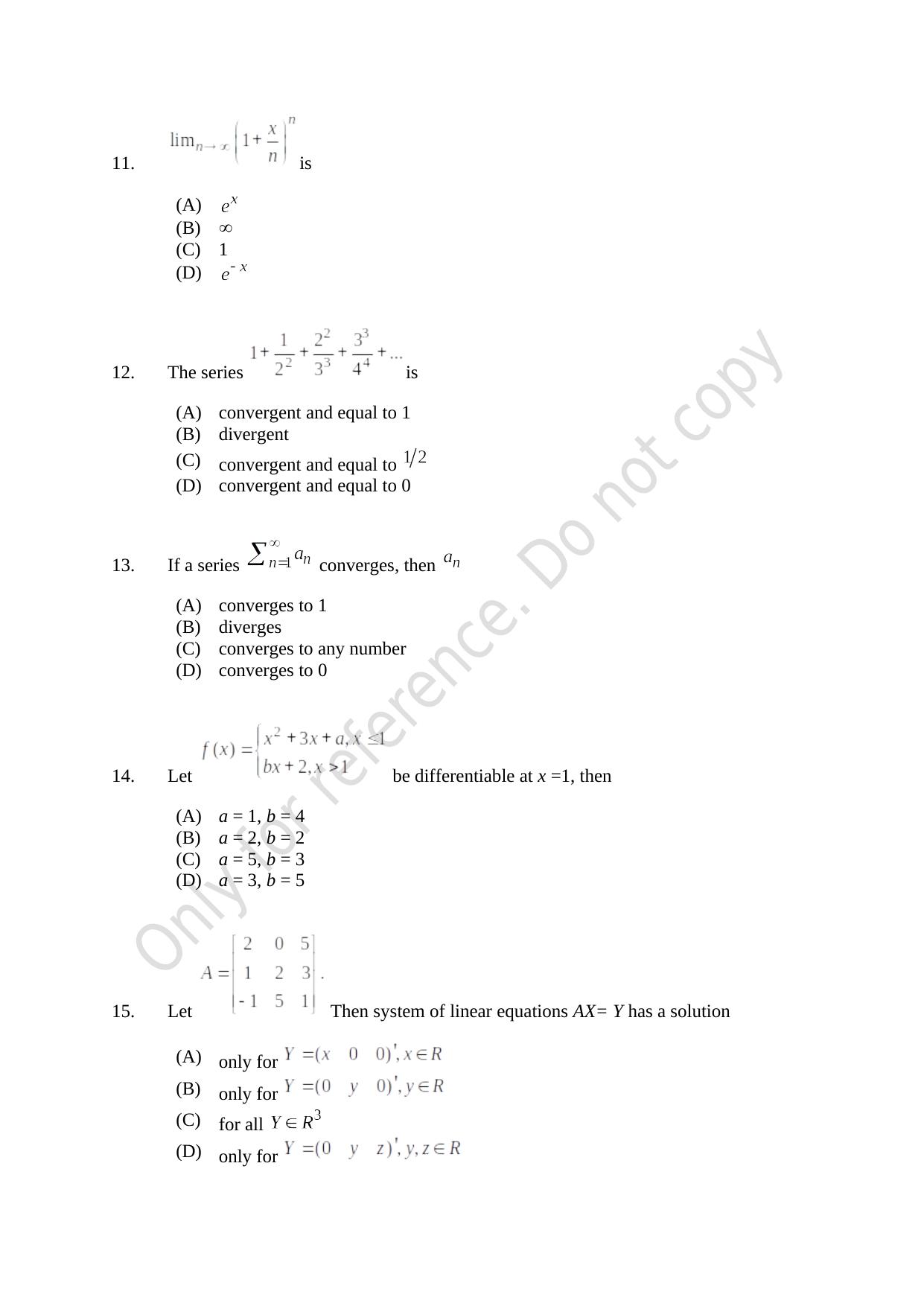 CUSAT CAT 2021 Statistics Question Paper - Page 3
