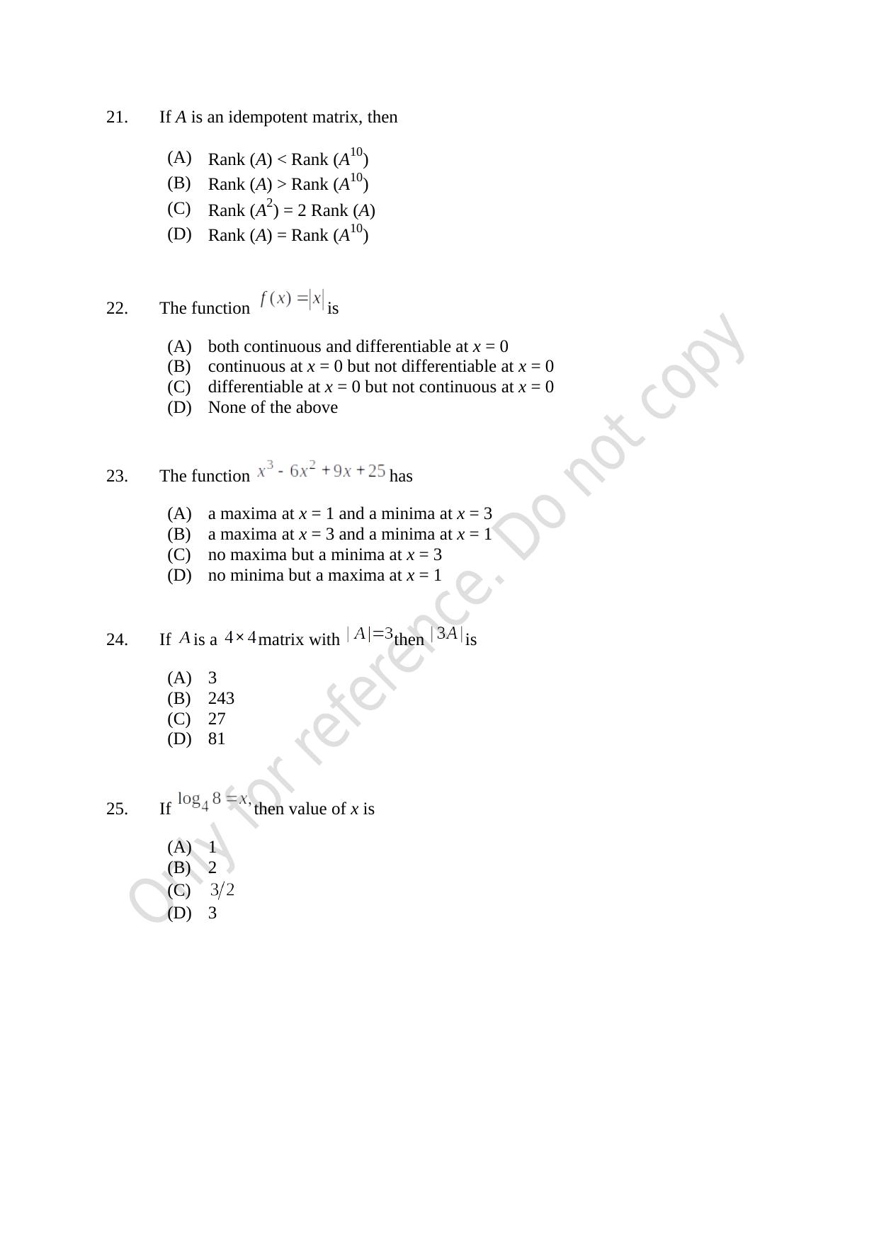 CUSAT CAT 2021 Statistics Question Paper - Page 7