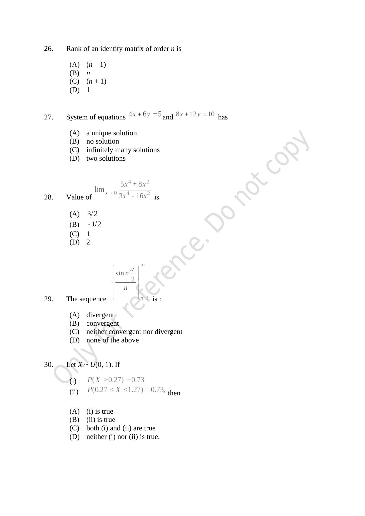 CUSAT CAT 2021 Statistics Question Paper - Page 8