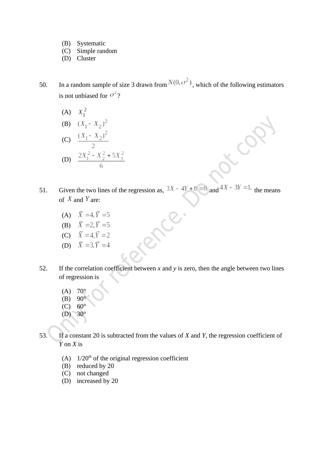 CUSAT CAT 2021 Statistics Question Paper - Page 13