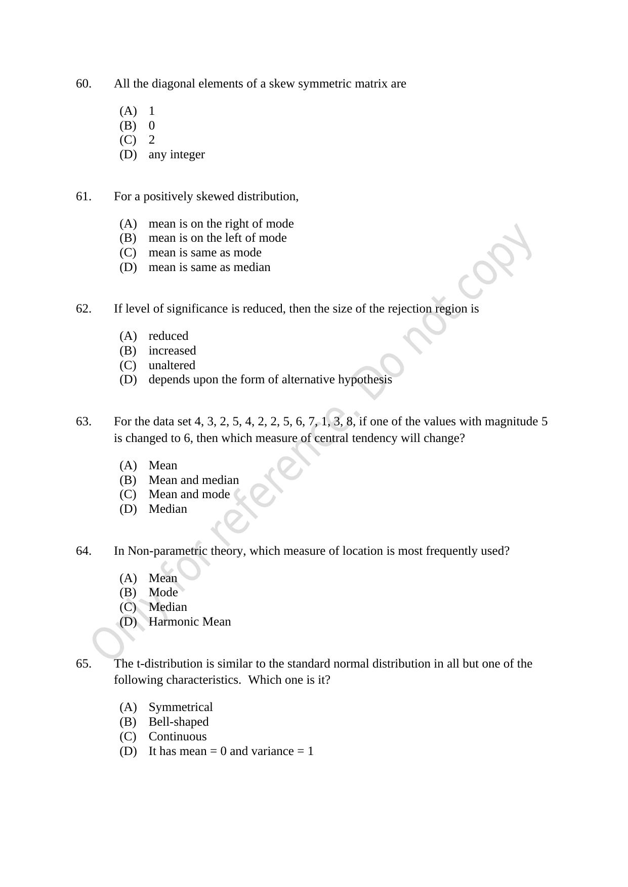 CUSAT CAT 2021 Statistics Question Paper - Page 15