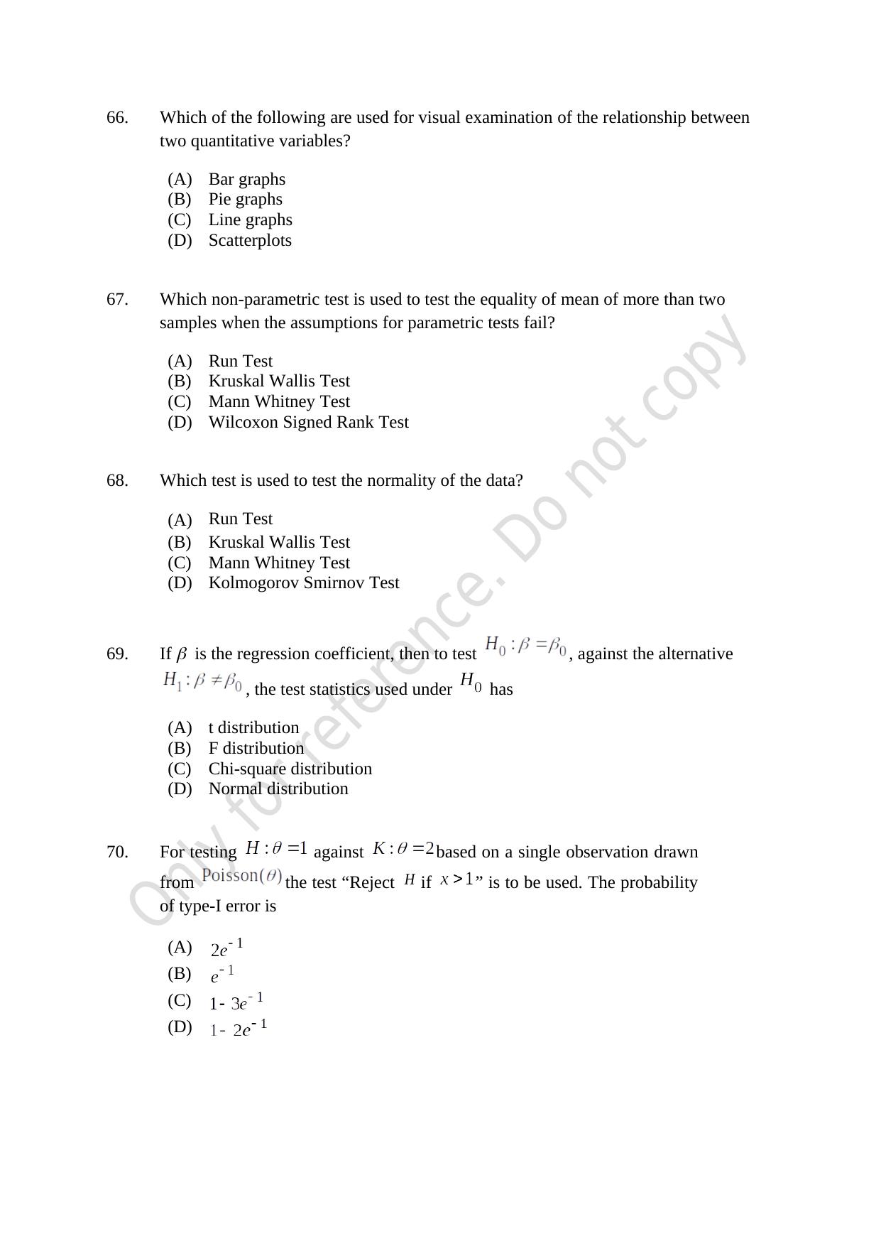 CUSAT CAT 2021 Statistics Question Paper - Page 16