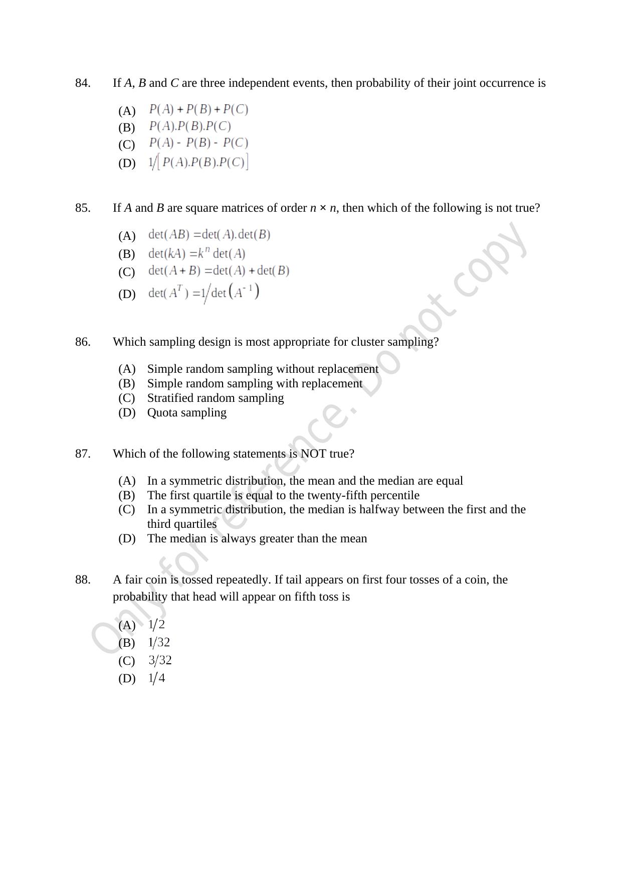 CUSAT CAT 2021 Statistics Question Paper - Page 21
