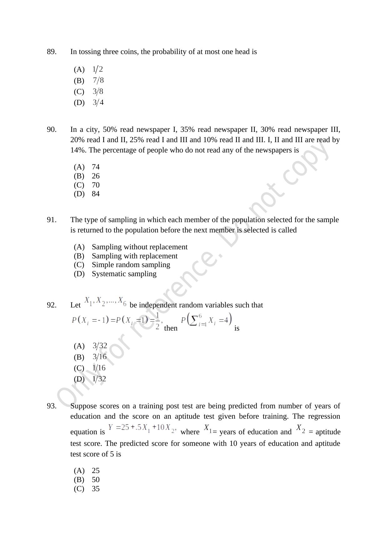 CUSAT CAT 2021 Statistics Question Paper - Page 22