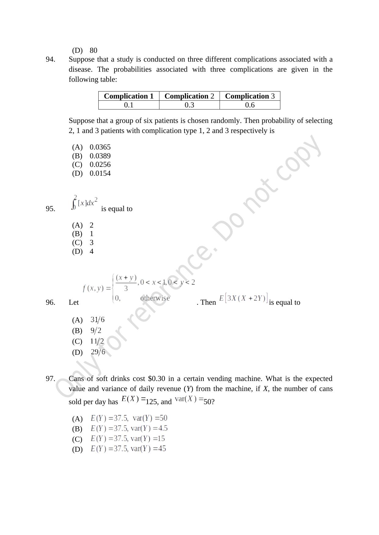 CUSAT CAT 2021 Statistics Question Paper - Page 23