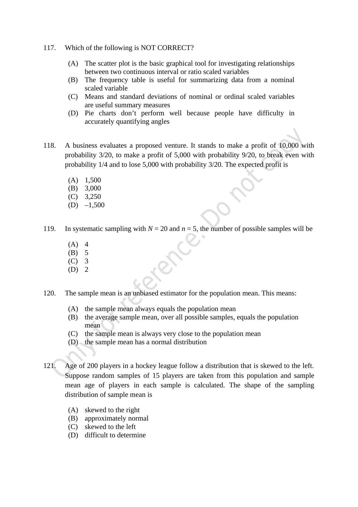 CUSAT CAT 2021 Statistics Question Paper - Page 29