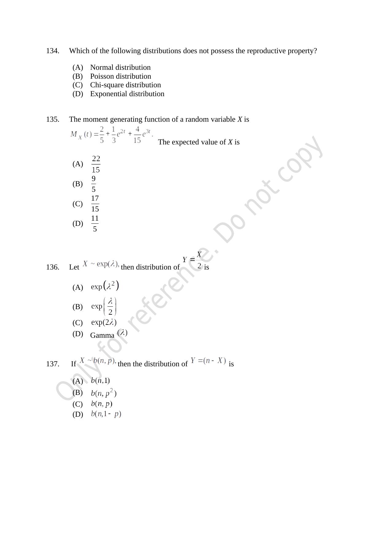 CUSAT CAT 2021 Statistics Question Paper - Page 33