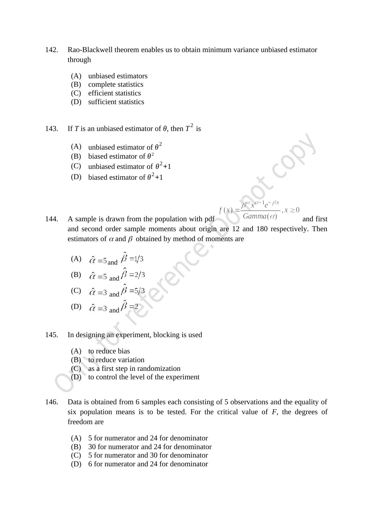 CUSAT CAT 2021 Statistics Question Paper - Page 35