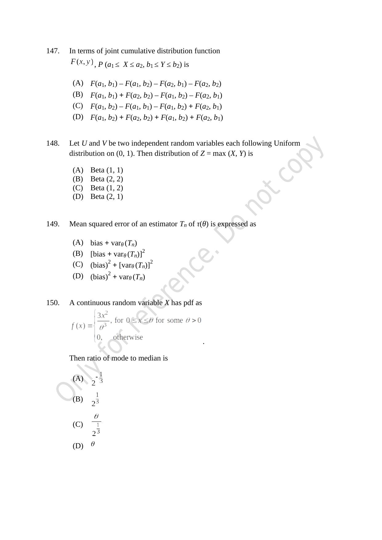 CUSAT CAT 2021 Statistics Question Paper - Page 37