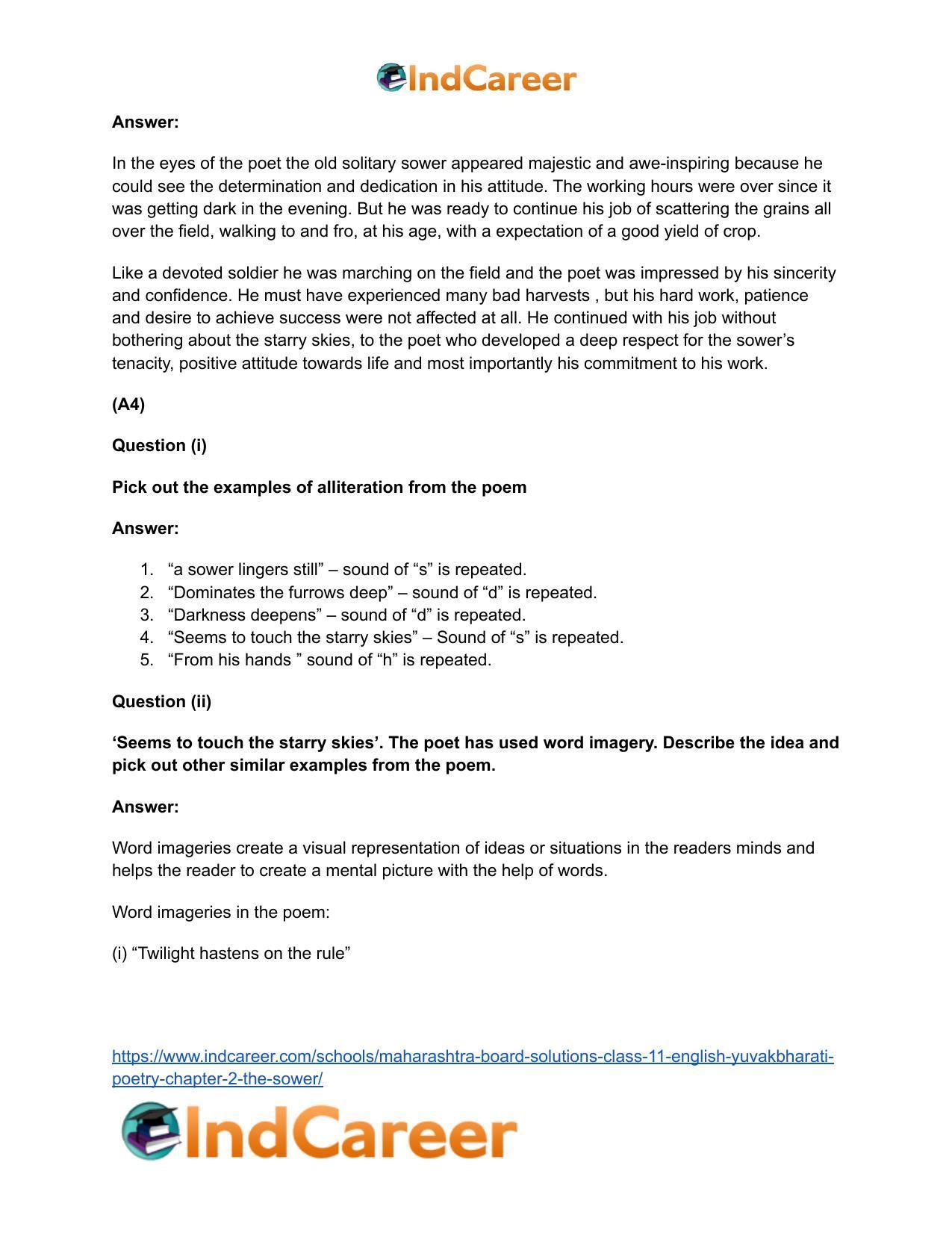 Maharashtra Board Solutions Class 11-English Yuvakbharati (Poetry): Chapter 2- The Sower - Page 7