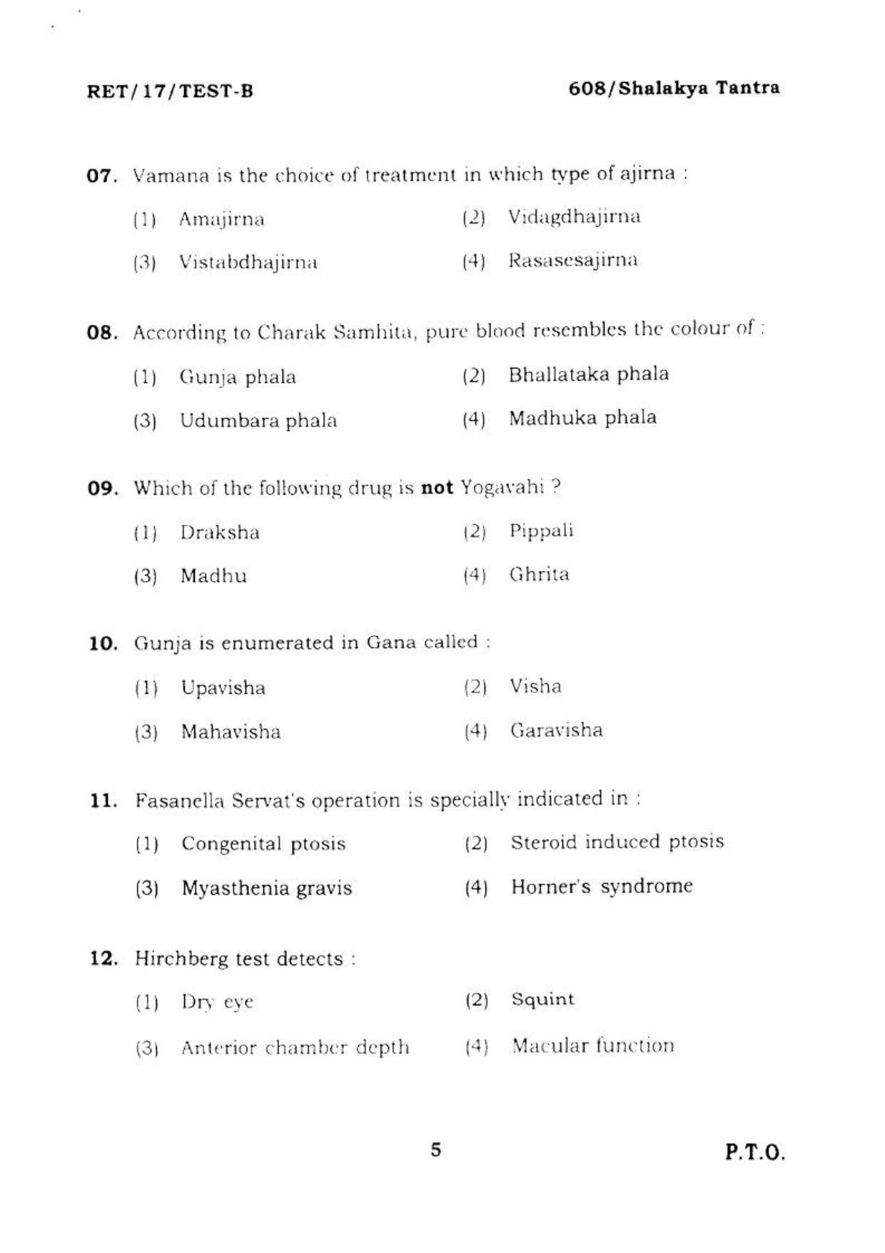 BHU RET SHALAKYA TANTRA  2017 Question Paper - Page 6