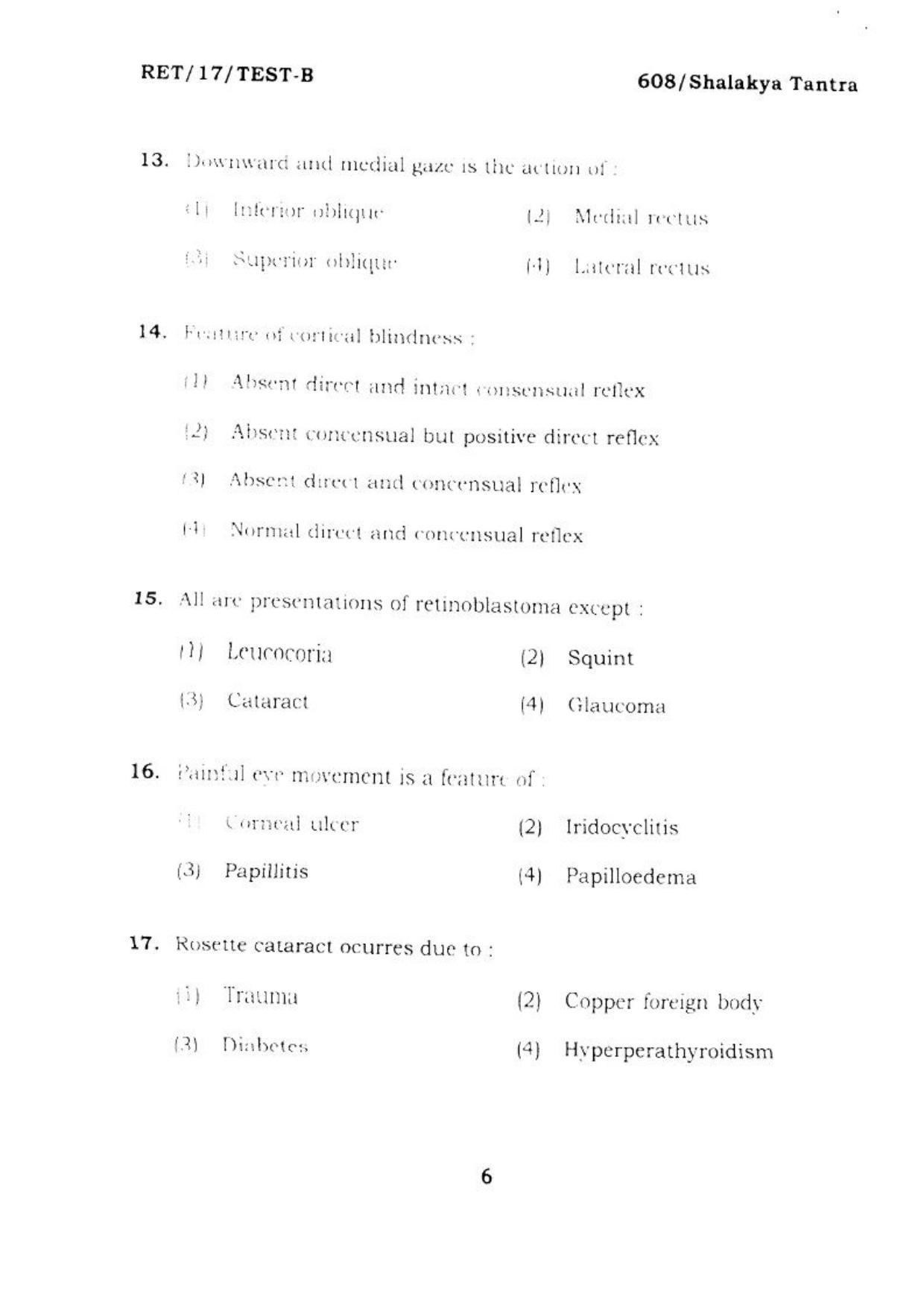 BHU RET SHALAKYA TANTRA  2017 Question Paper - Page 7