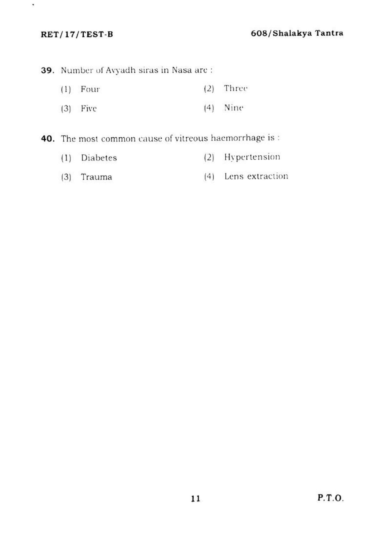 BHU RET SHALAKYA TANTRA  2017 Question Paper - Page 12