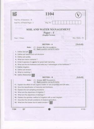AP Intermediate 2nd Year Vocational Question Paper September-2021 - Soil_and_water_Management-I