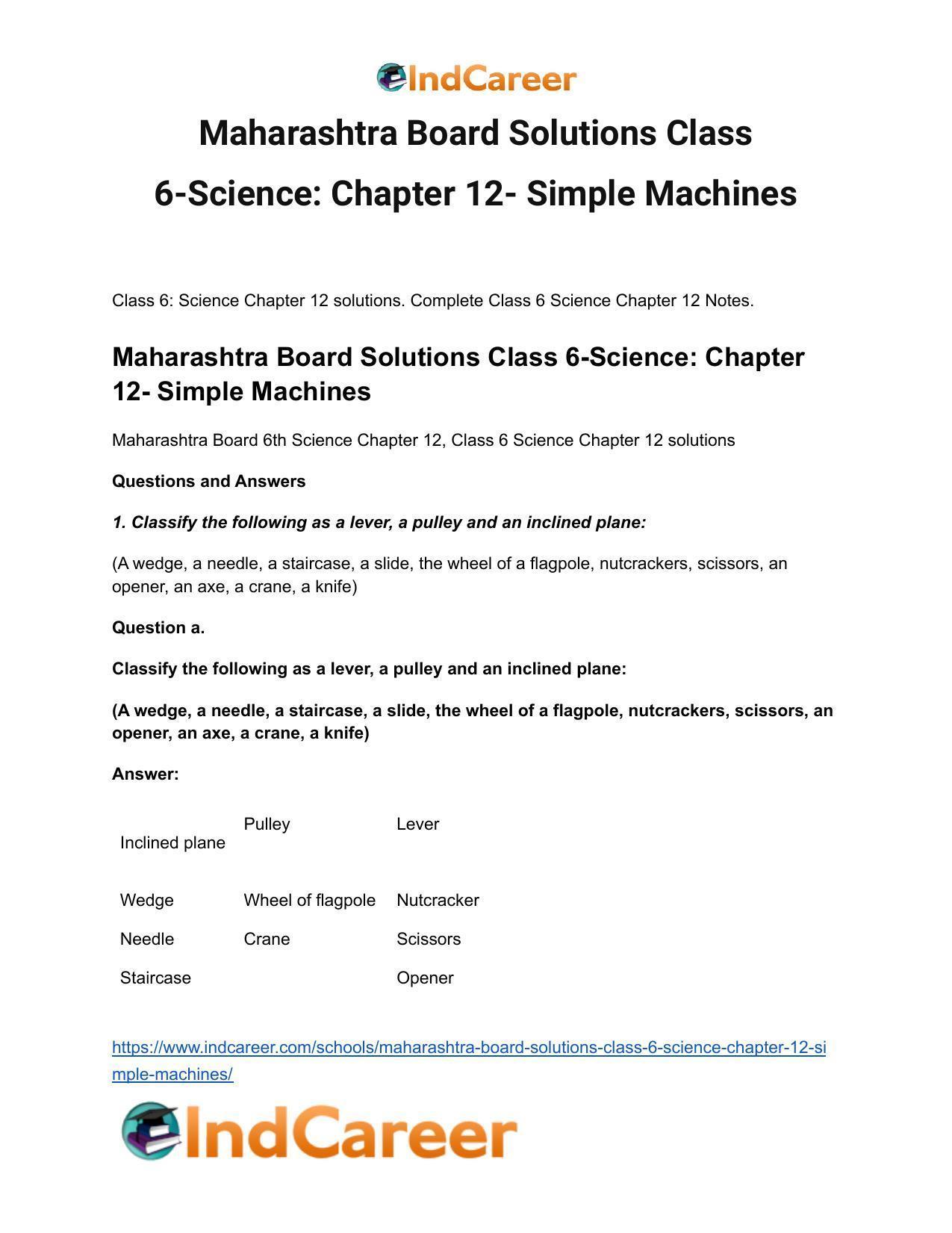 Maharashtra Board Solutions Class 6-Science: Chapter 12- Simple Machines - Page 2