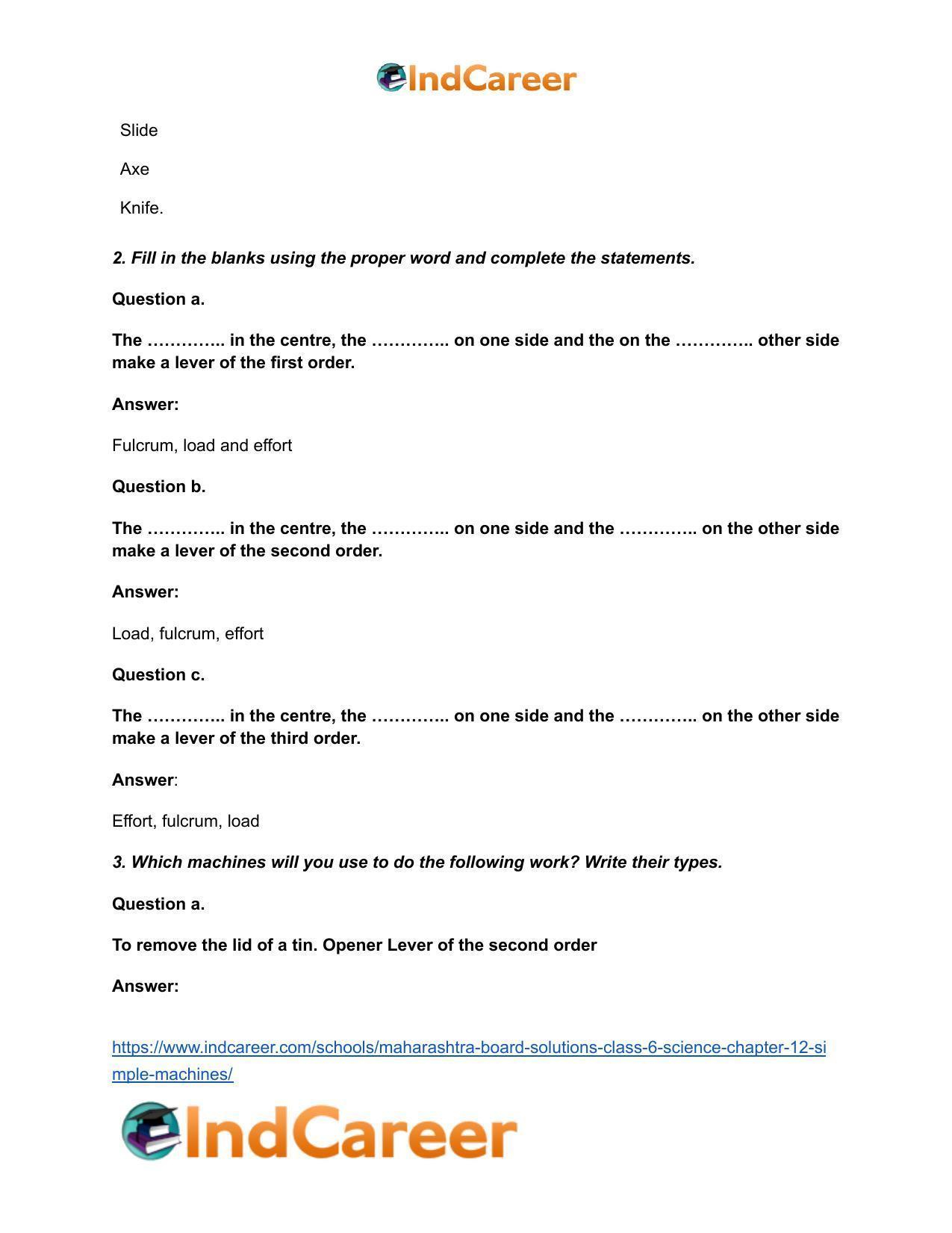 Maharashtra Board Solutions Class 6-Science: Chapter 12- Simple Machines - Page 3
