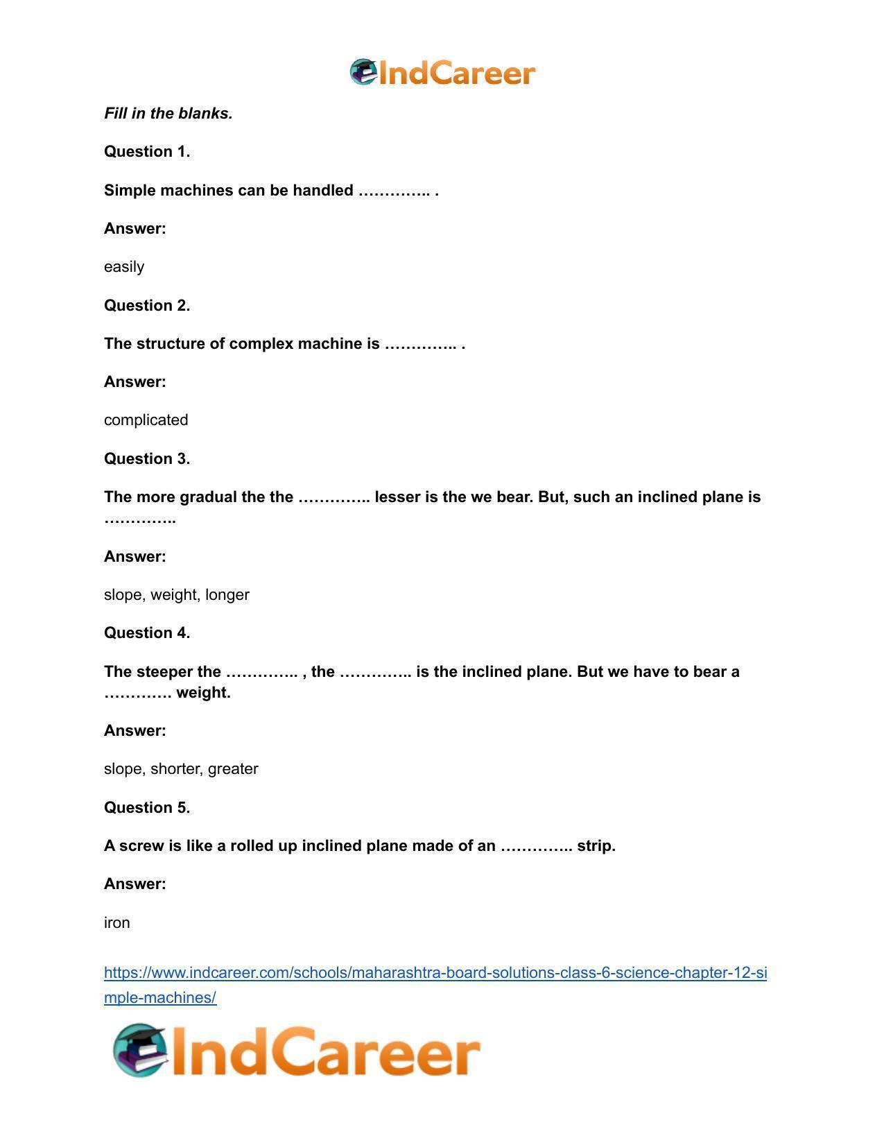 Maharashtra Board Solutions Class 6-Science: Chapter 12- Simple Machines - Page 8