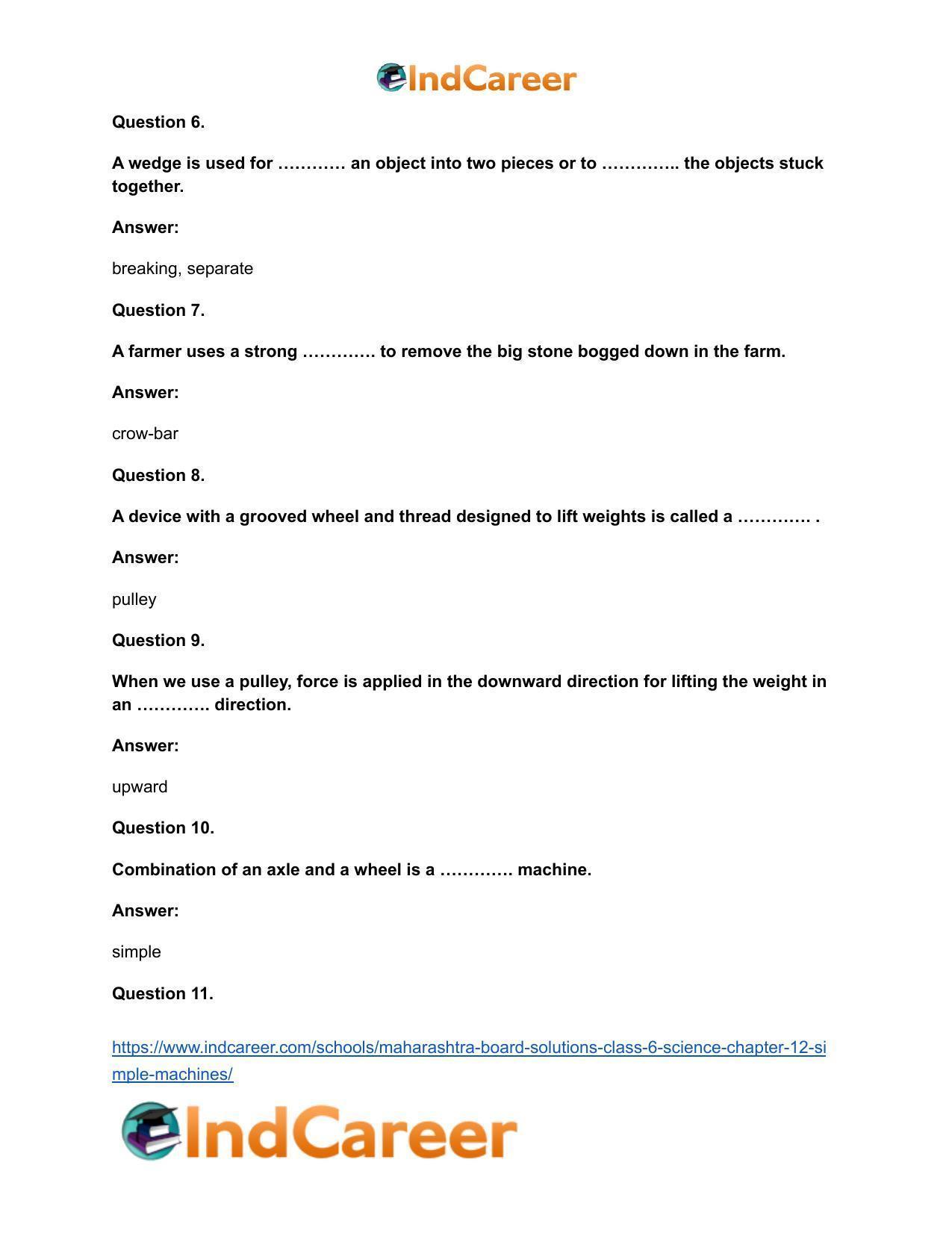 Maharashtra Board Solutions Class 6-Science: Chapter 12- Simple Machines - Page 9