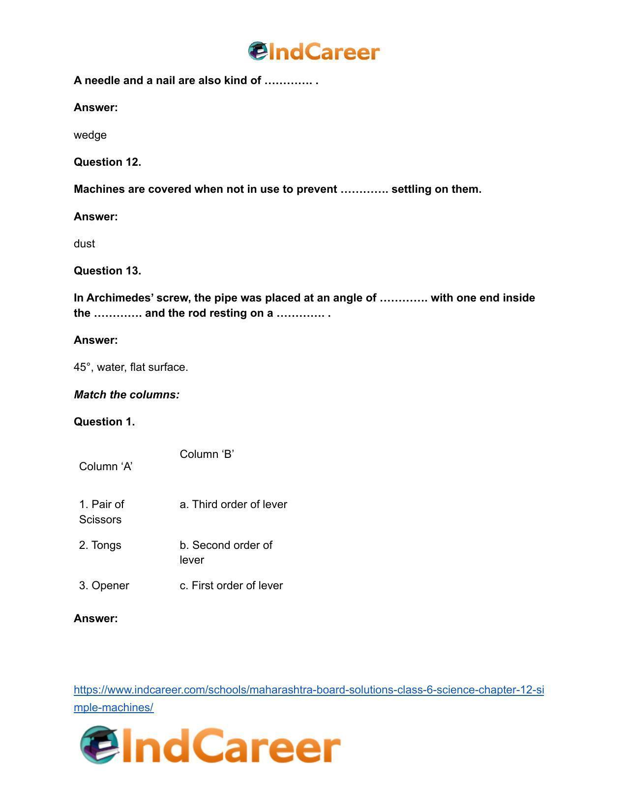 Maharashtra Board Solutions Class 6-Science: Chapter 12- Simple Machines - Page 10