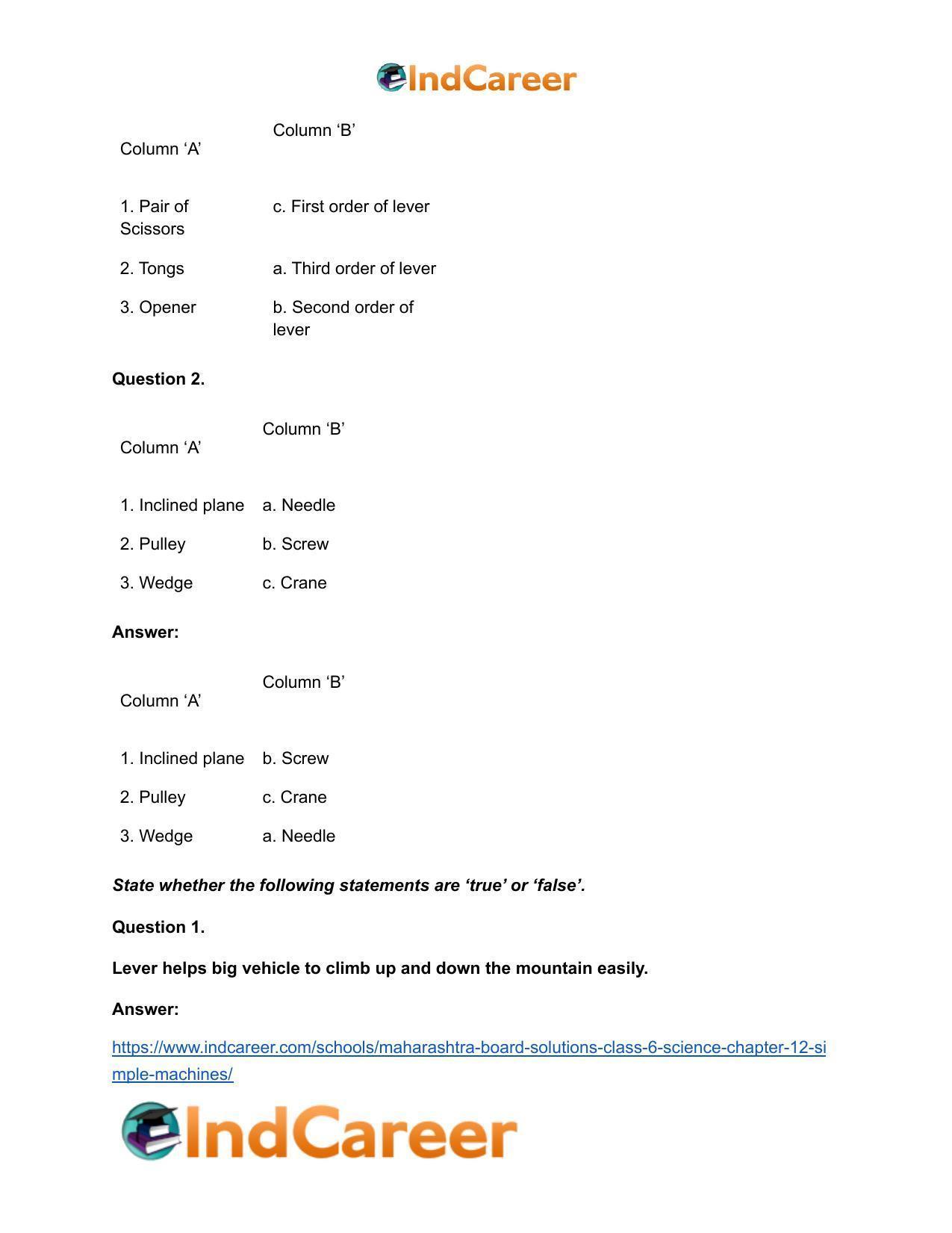 Maharashtra Board Solutions Class 6-Science: Chapter 12- Simple Machines - Page 11