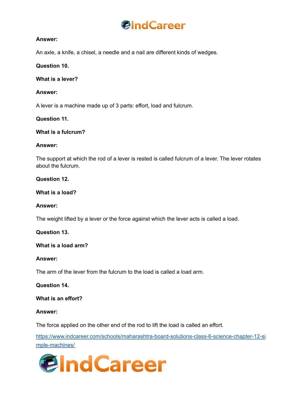 Maharashtra Board Solutions Class 6-Science: Chapter 12- Simple Machines - Page 15