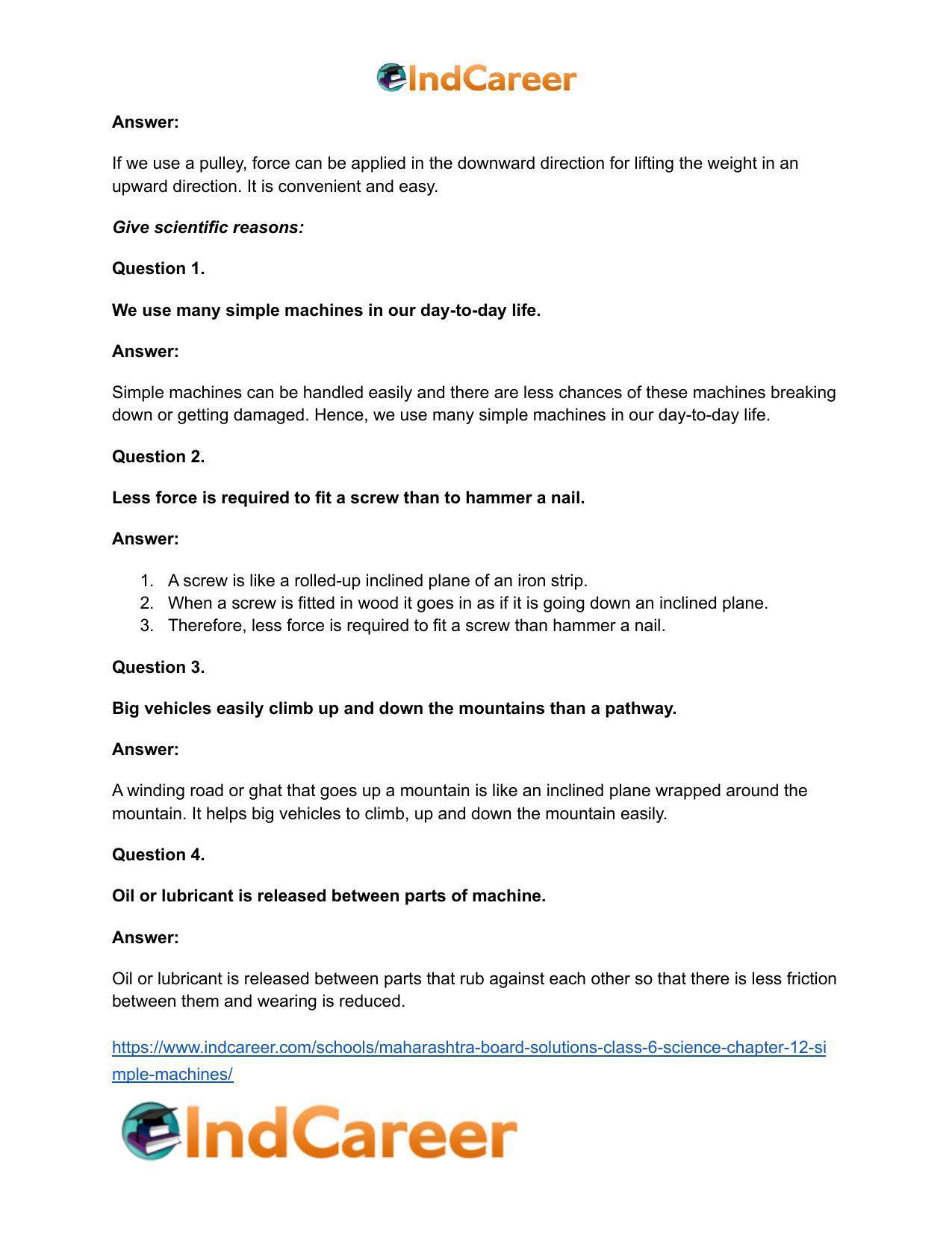Maharashtra Board Solutions Class 6-Science: Chapter 12- Simple Machines - Page 17